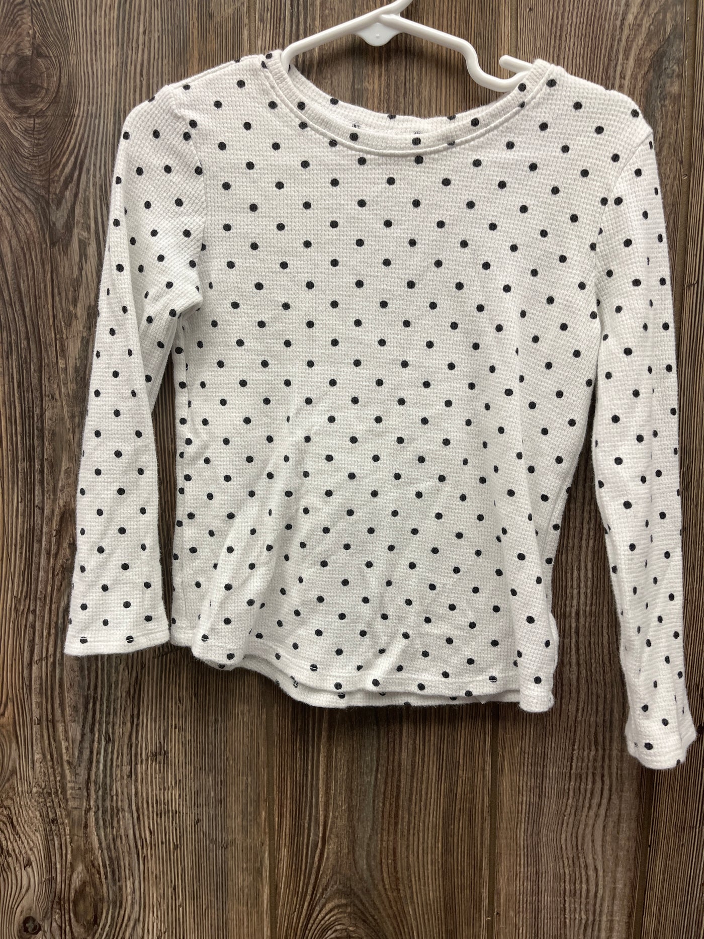 Girl 5T White with Blac Poka Dots Long Sleeve Shirt