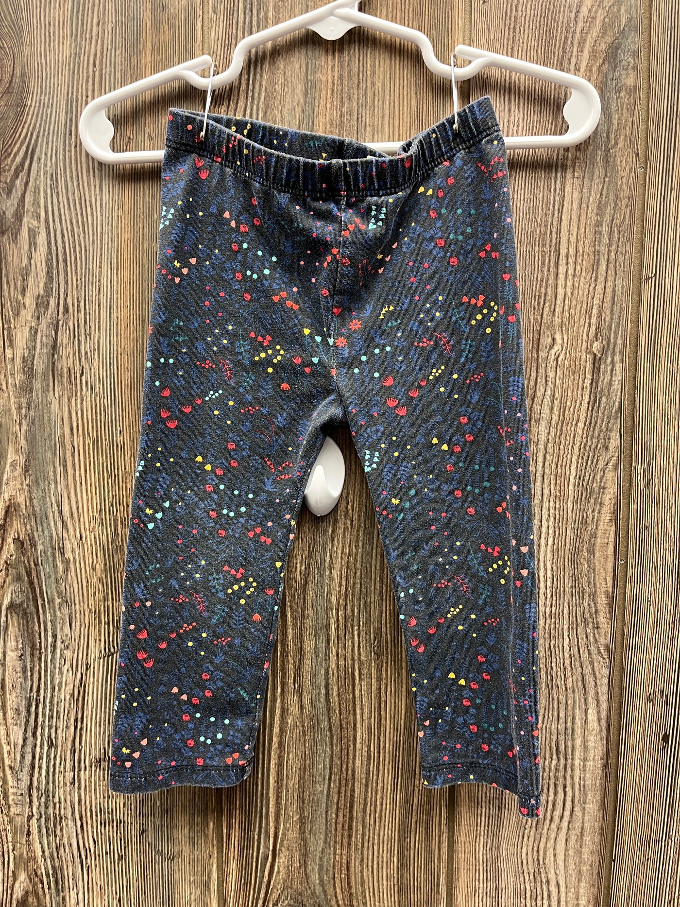 Girls 18 mo Black Pull On Pants with Bright Flowers