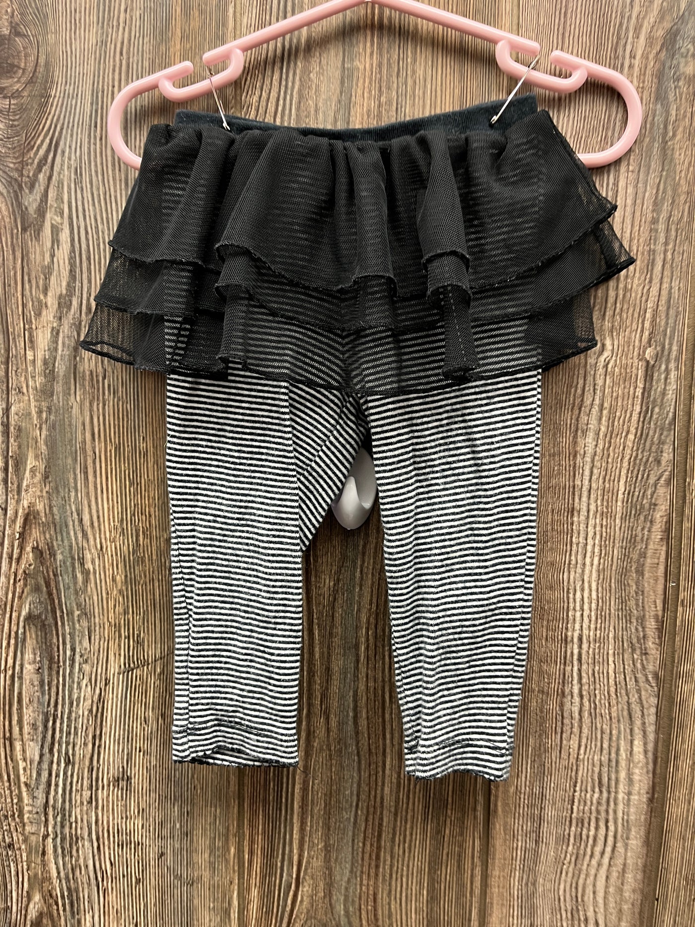 Girls 12 mo Black and White Stripped Pants with Skirt