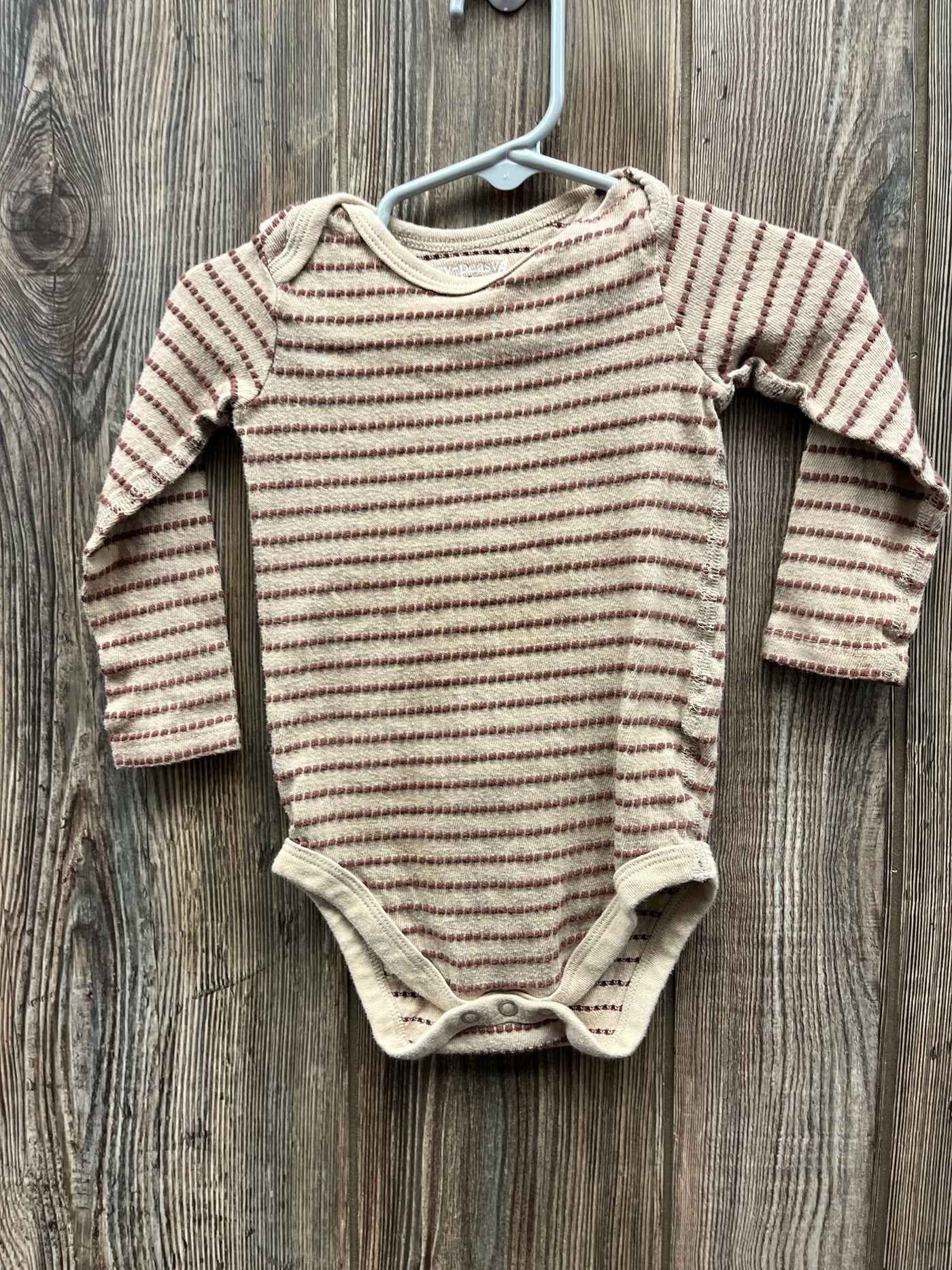 Girl 12 mo Brown Striped Long Sleeve Onesie