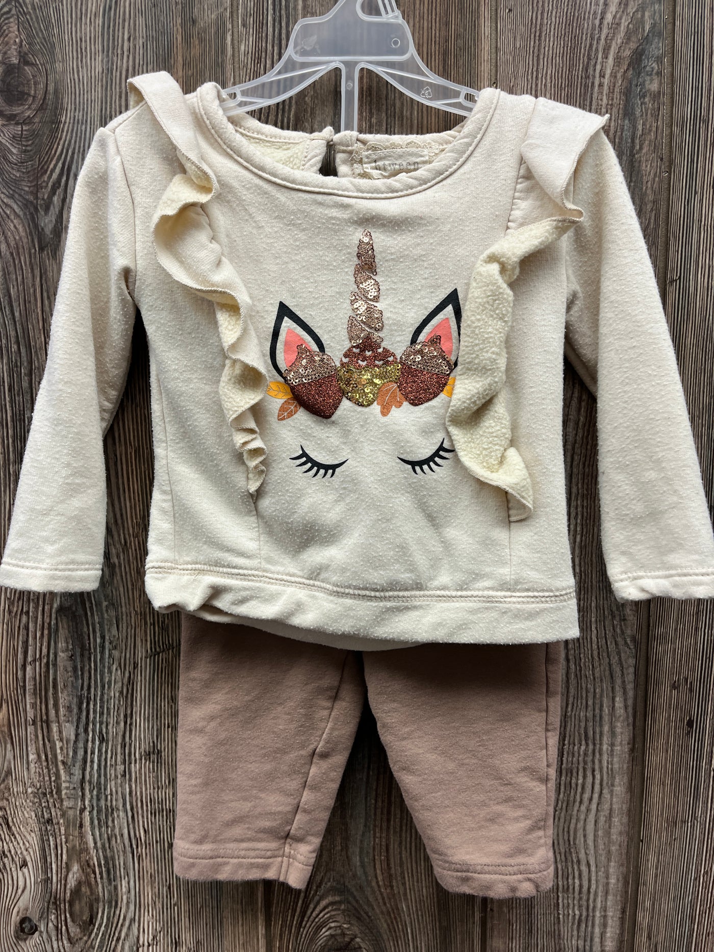 Girl 12 mo Sparkly Brown Unicorn Outfit