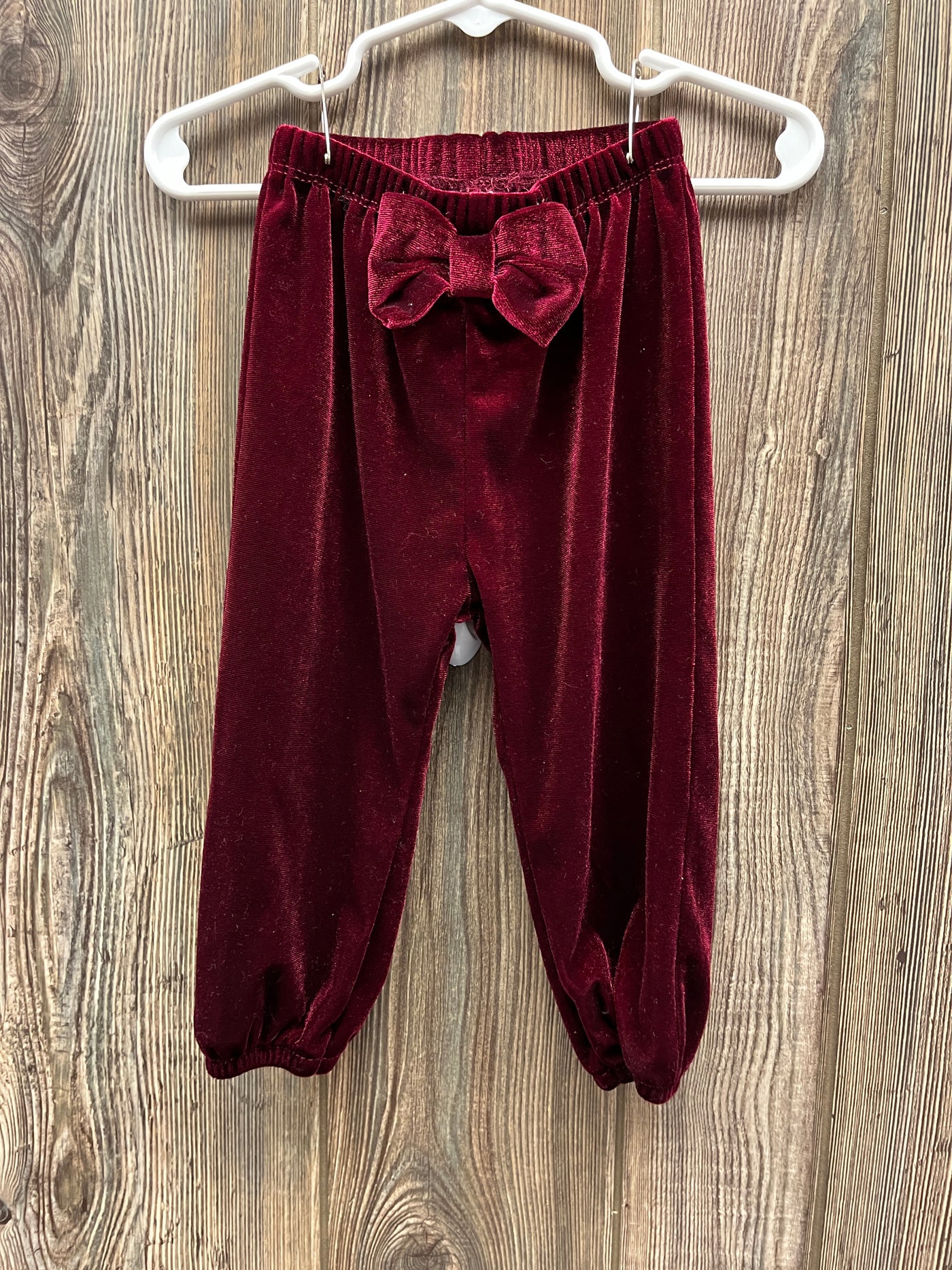 Girls 12 mo Maroon Velvet Pants with Bow