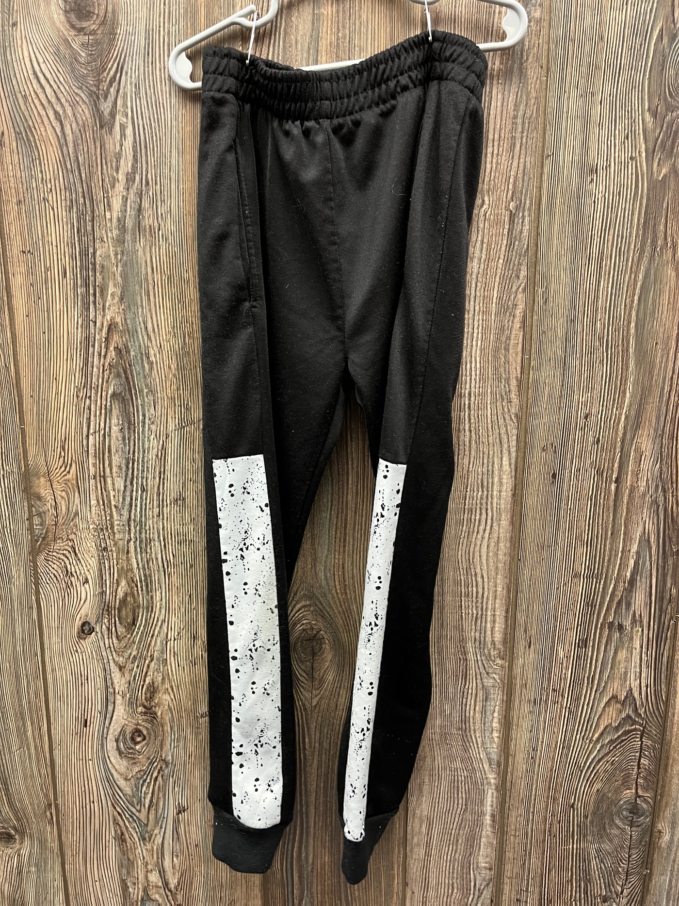 Boys 7 Black Sweatpants with Paint Splatter