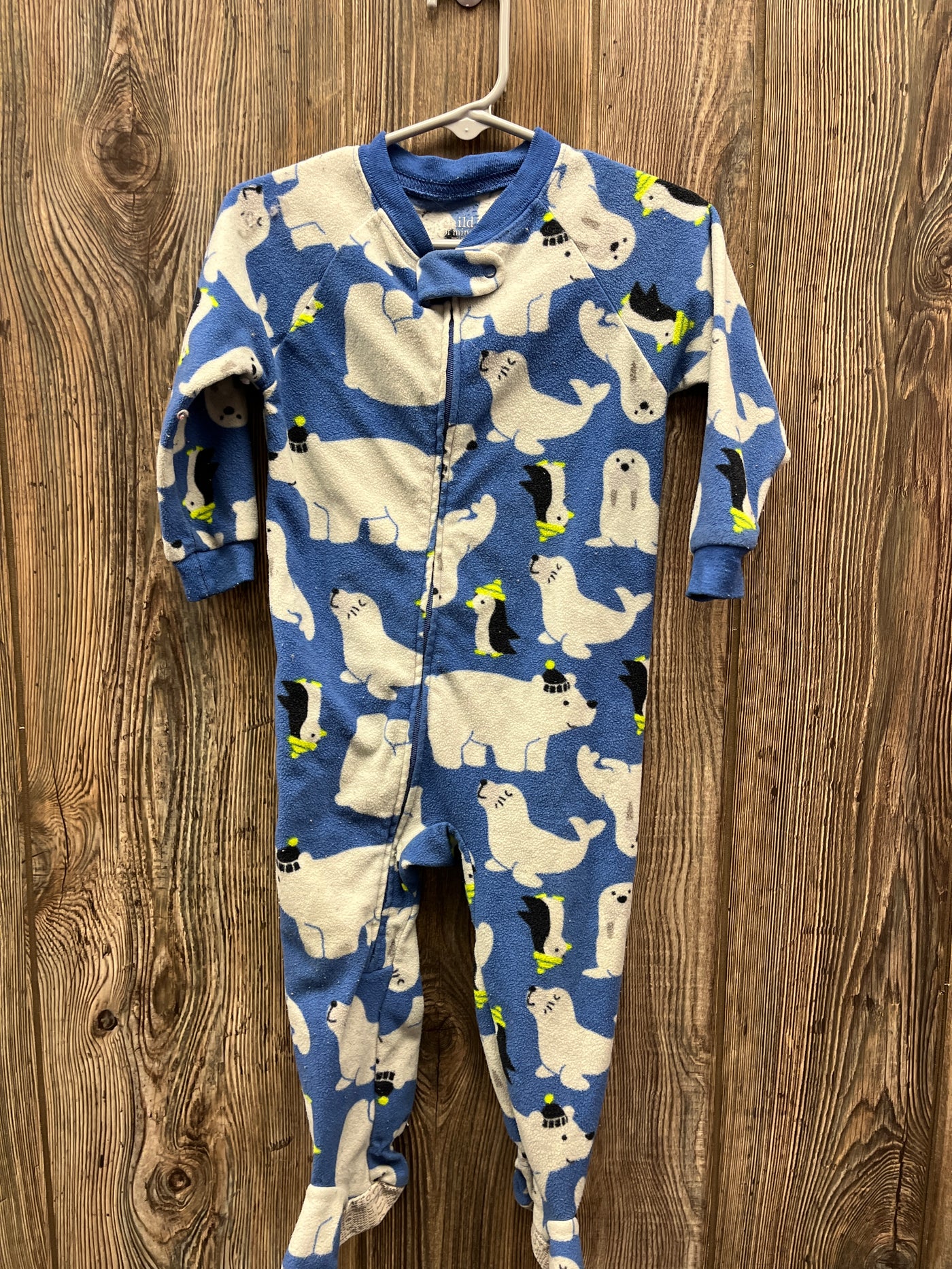 Boys 18 mo Seal and Bear Fleece Footed Zip Sleeper