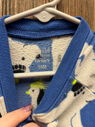 Boys 18 mo Seal and Bear Fleece Footed Zip Sleeper