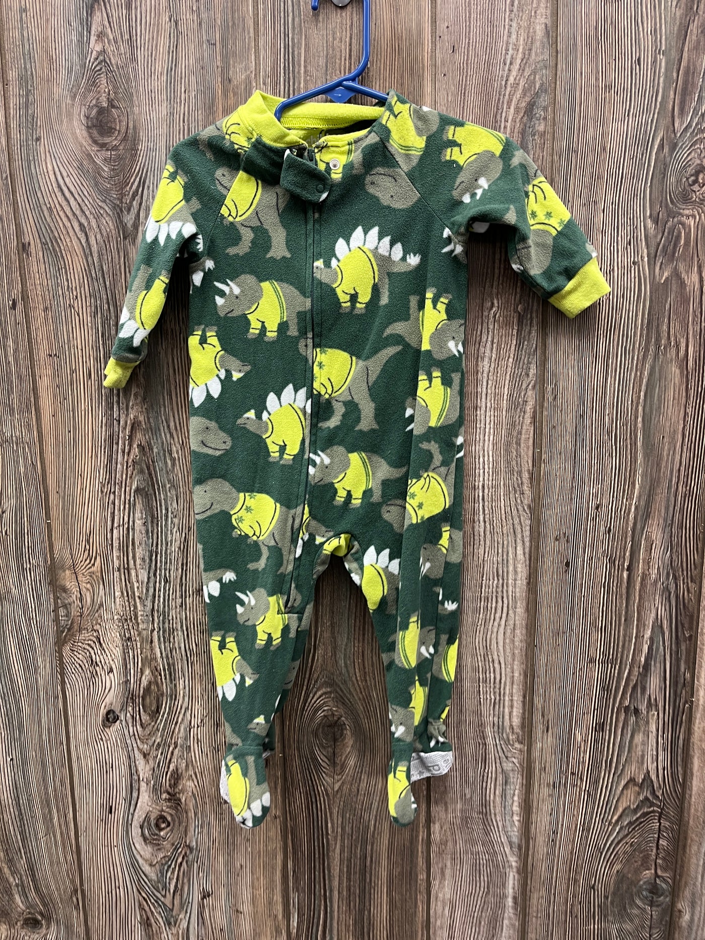 Boys 12 mo Green Dinosaur Fleece Sleeper