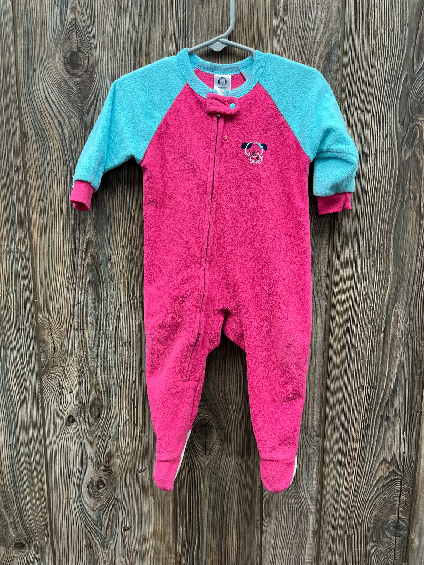 Girls 12 mo Pink Fleece Sleeper with Puppy