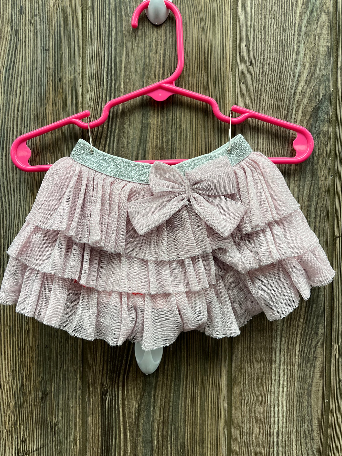 Girl 6 mo Pink Sparkly Ruffles Skirt