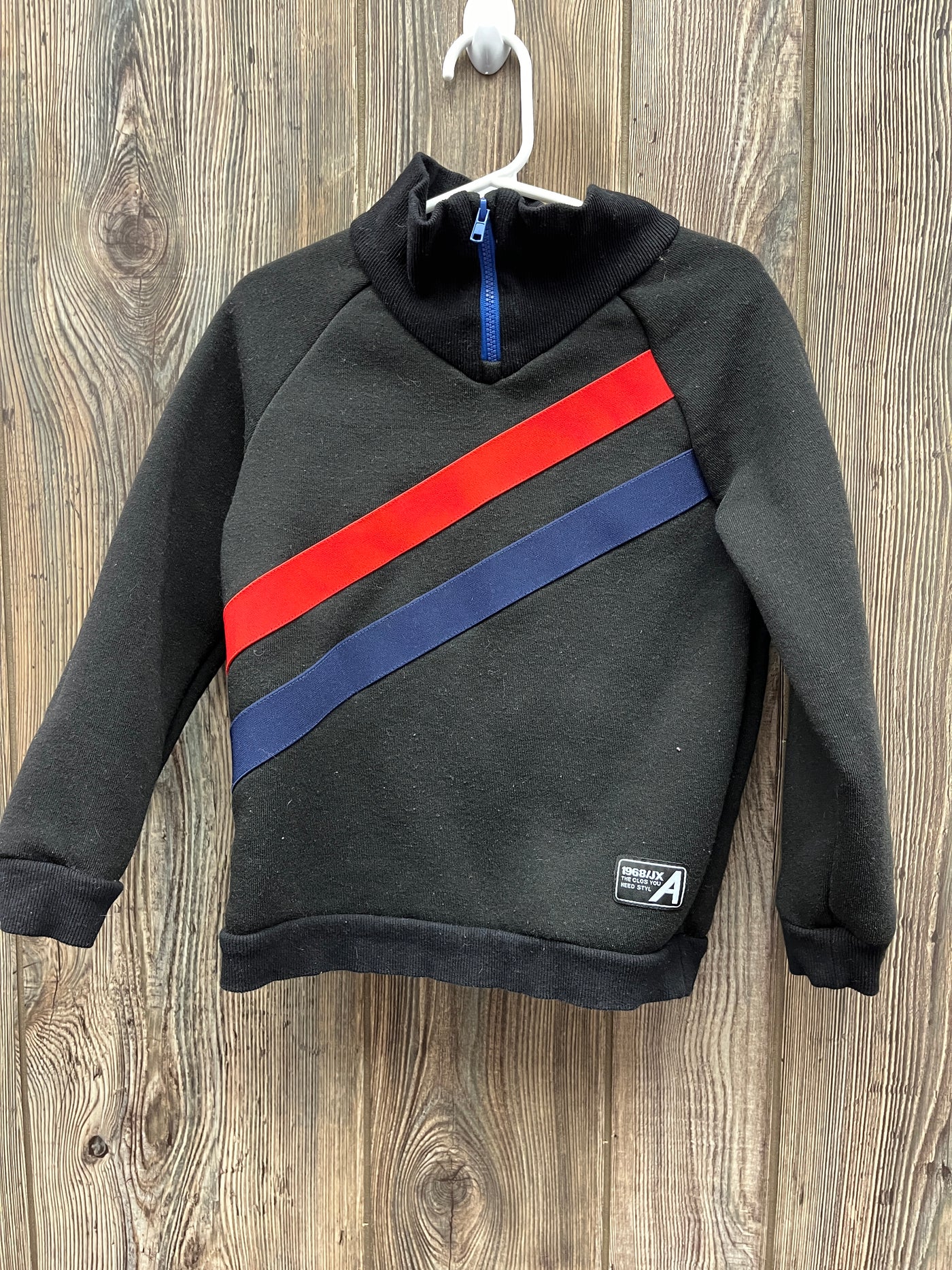 Boys 5/6 Blue and Red Striped Sweatshirt