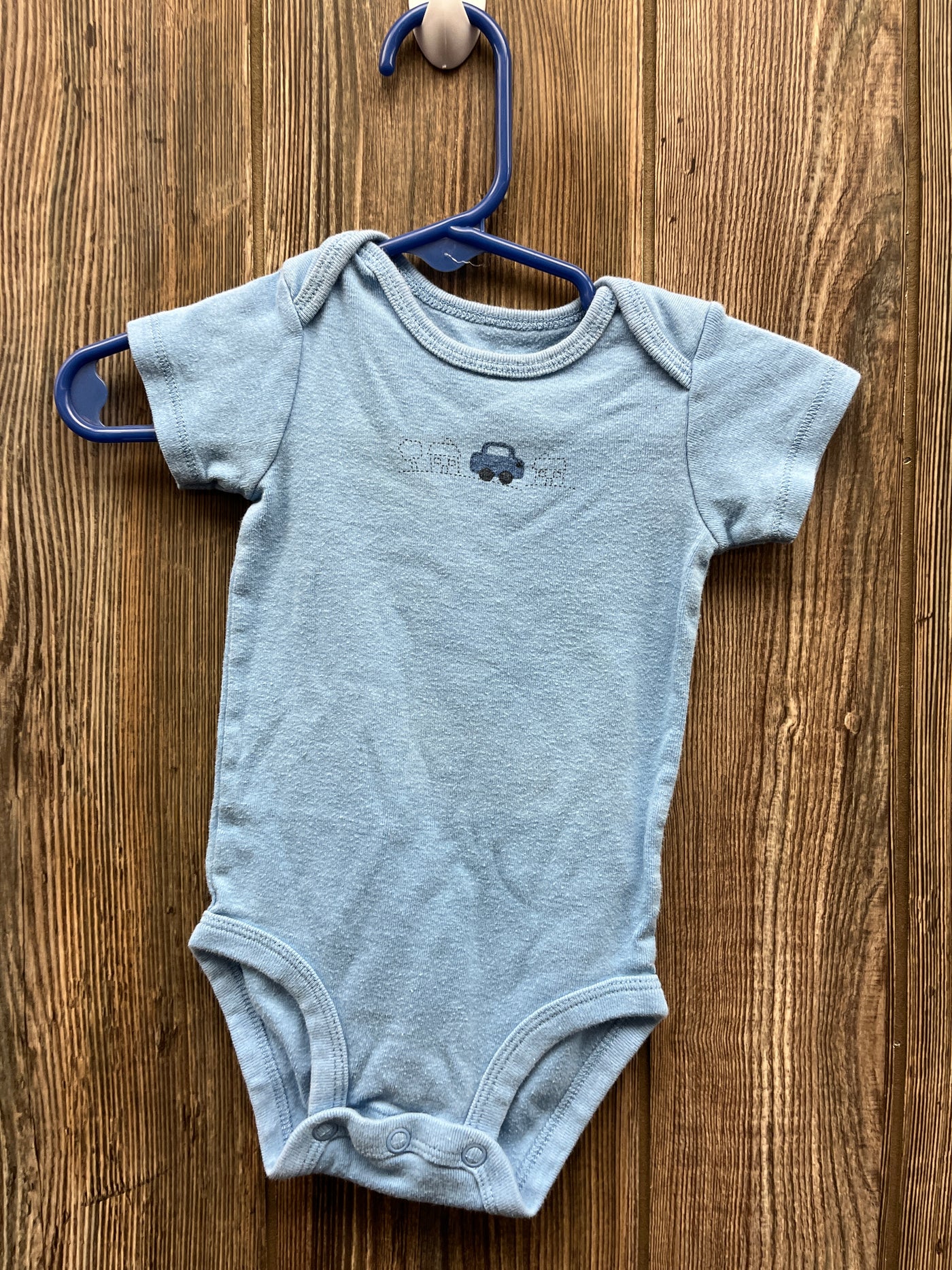 Boys 3 mo Blue Short Sleeve Onesie with Car