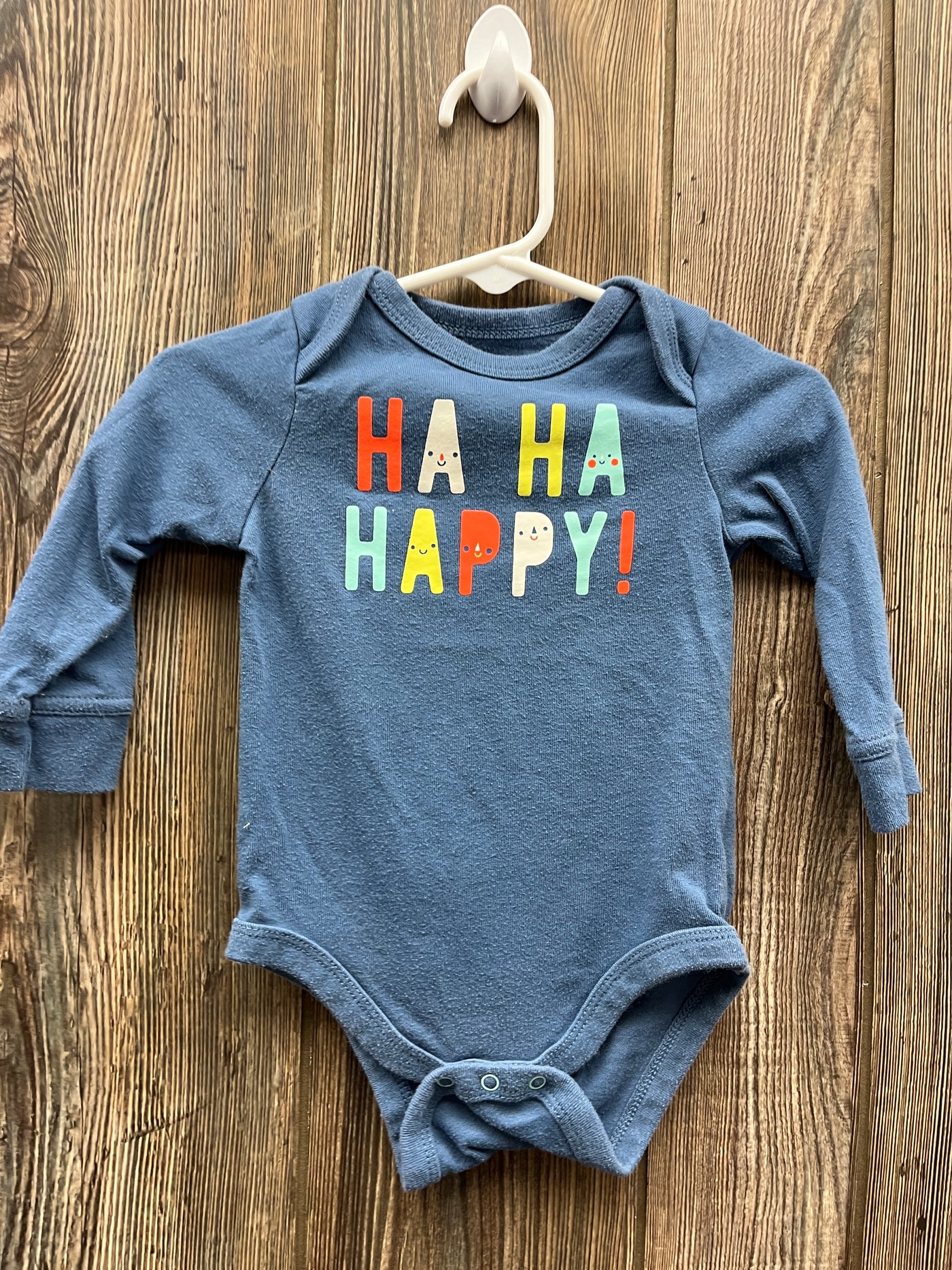 Boys 6-9 mo Ha Ha Happy Long Sleeve Onesie