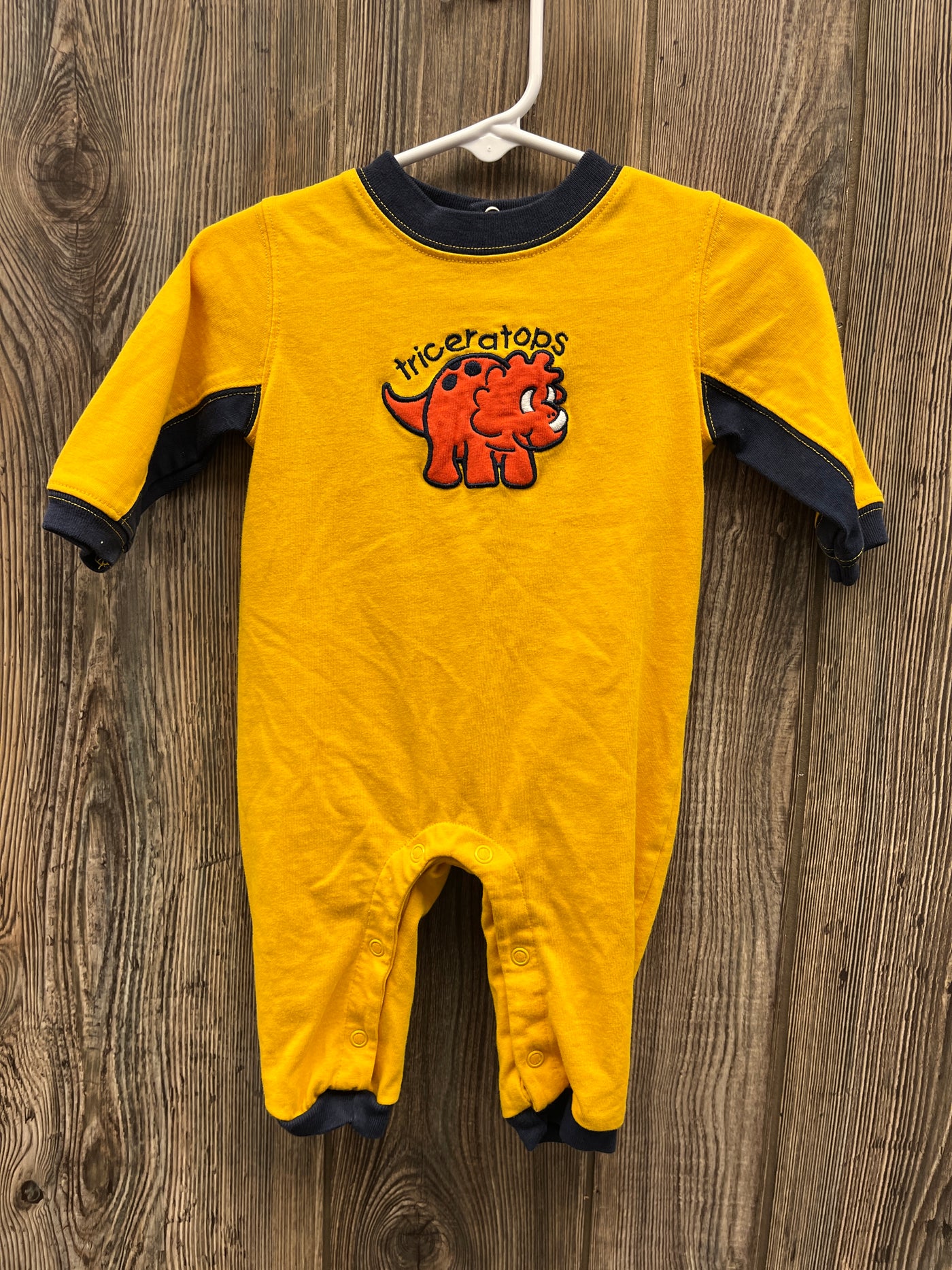 Boys 3-6 mo Yellow Dinosaur Romper Outfit