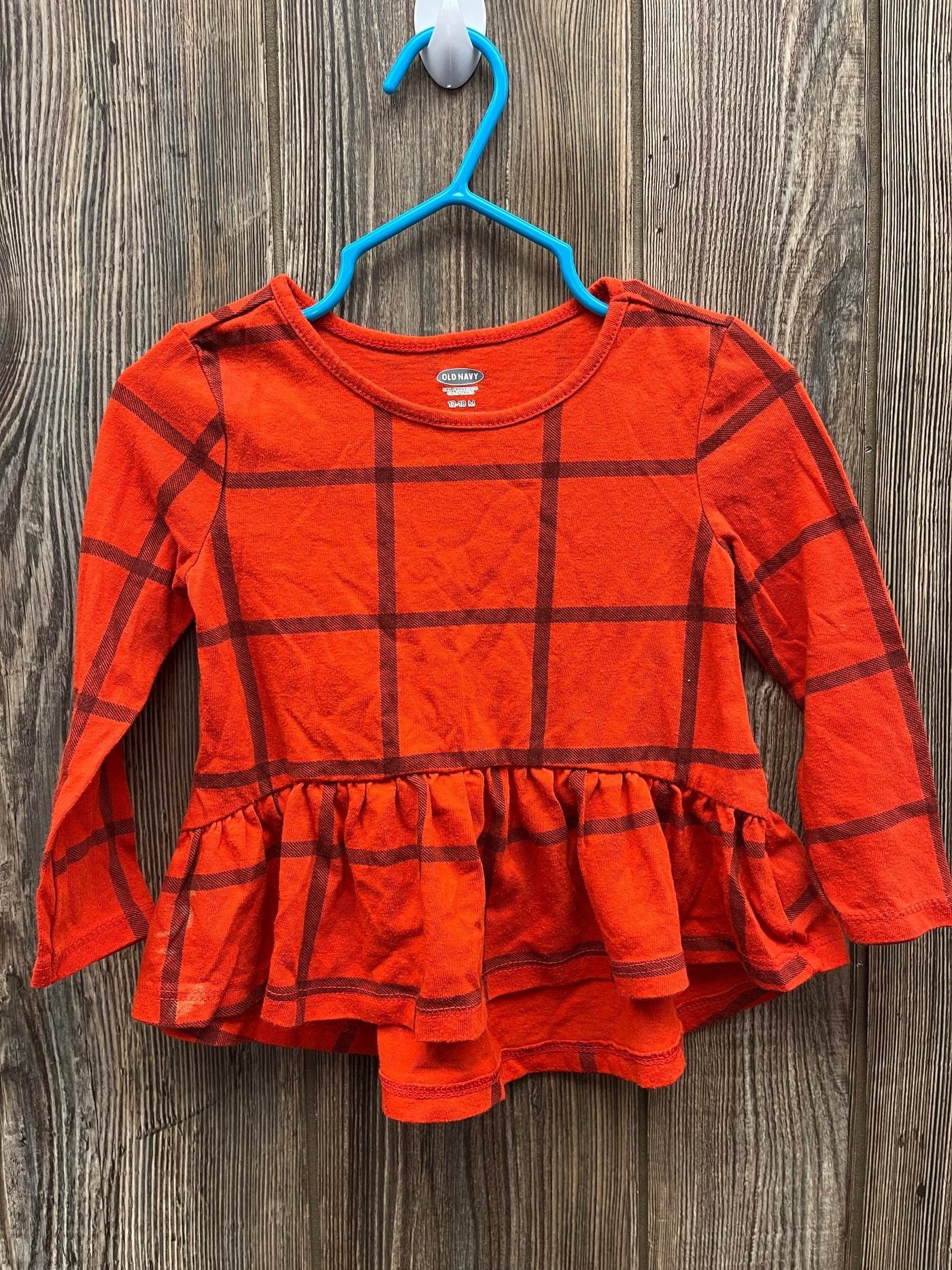 Girls 12-18 mo Red Plaid Long Sleeve Top