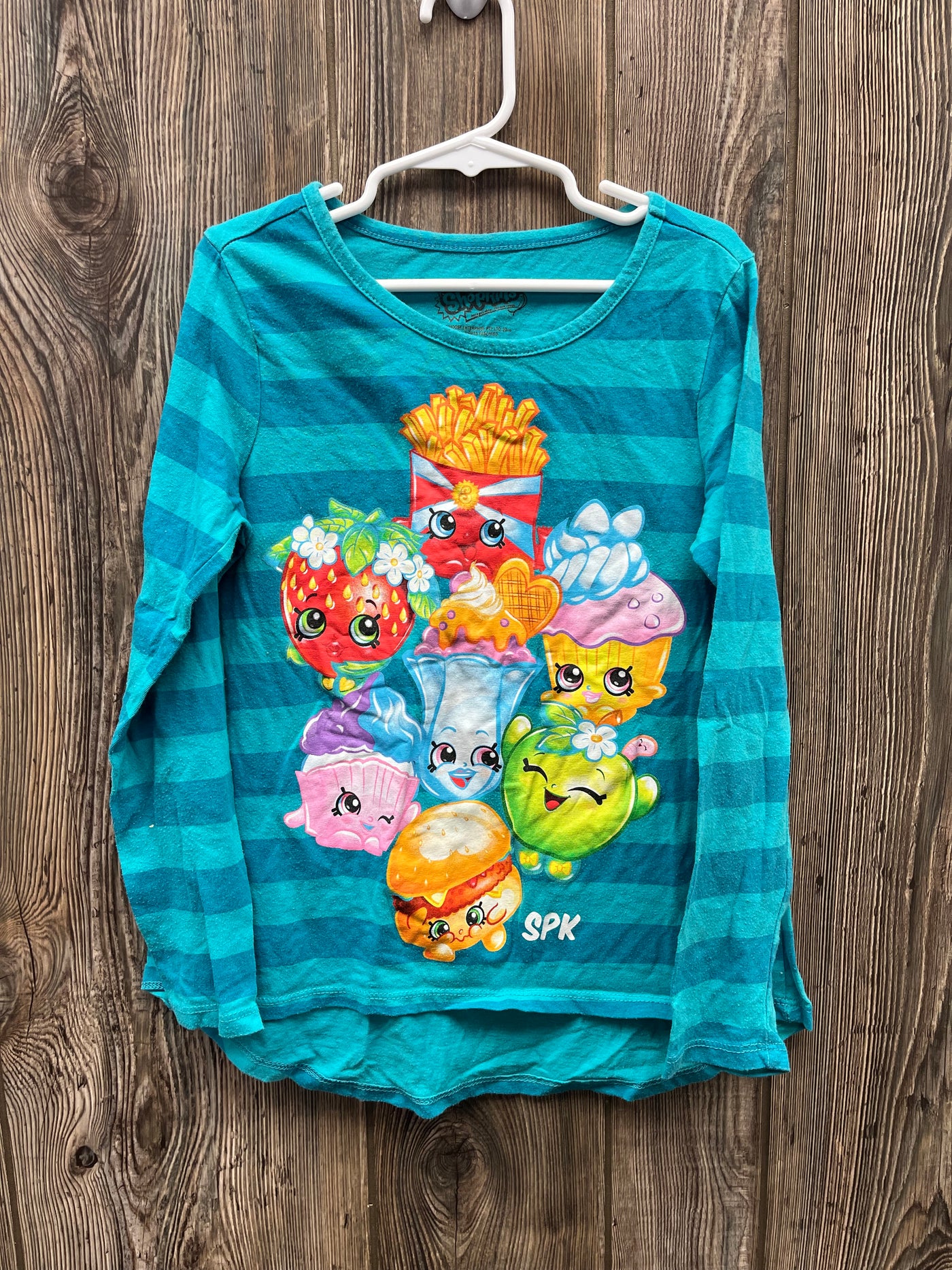 Girls 7/8 Blue Long Sleeve Shopkins Top