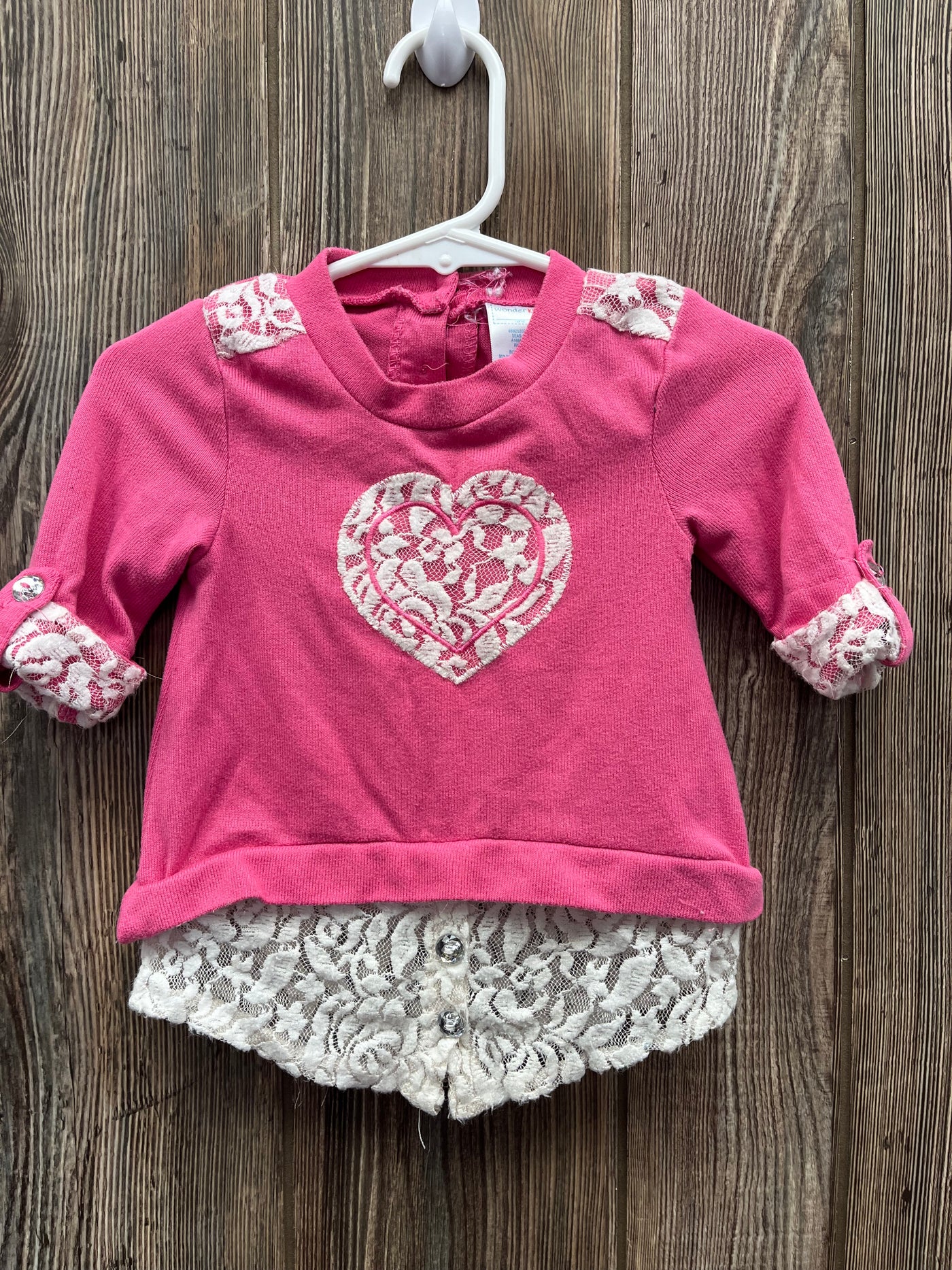 Girls Pink Lace Long Sleeve Top