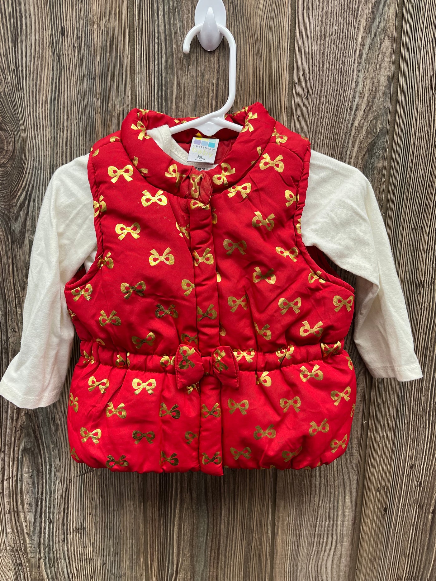 Girls 18 mo Red Christmas Vest with Long Sleeve Top