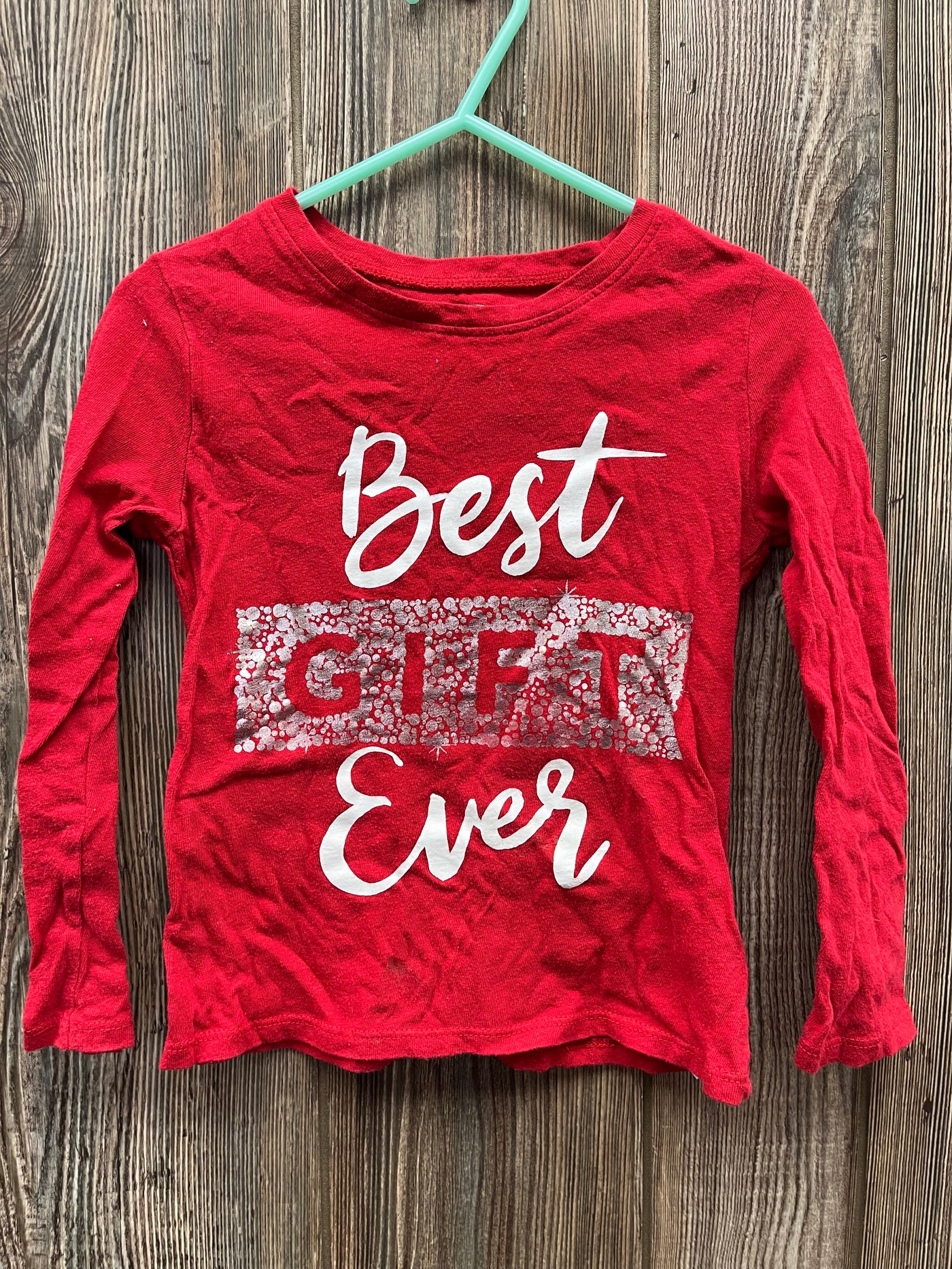 Girls Red Christmas Long Sleeve Top