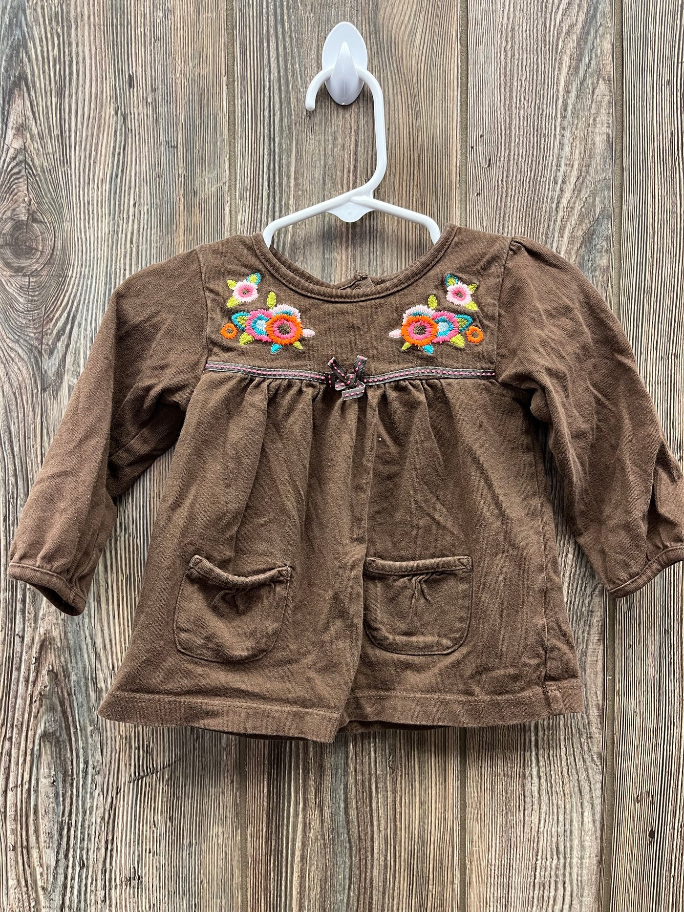 Girls Brown Flower Long Sleeve Top