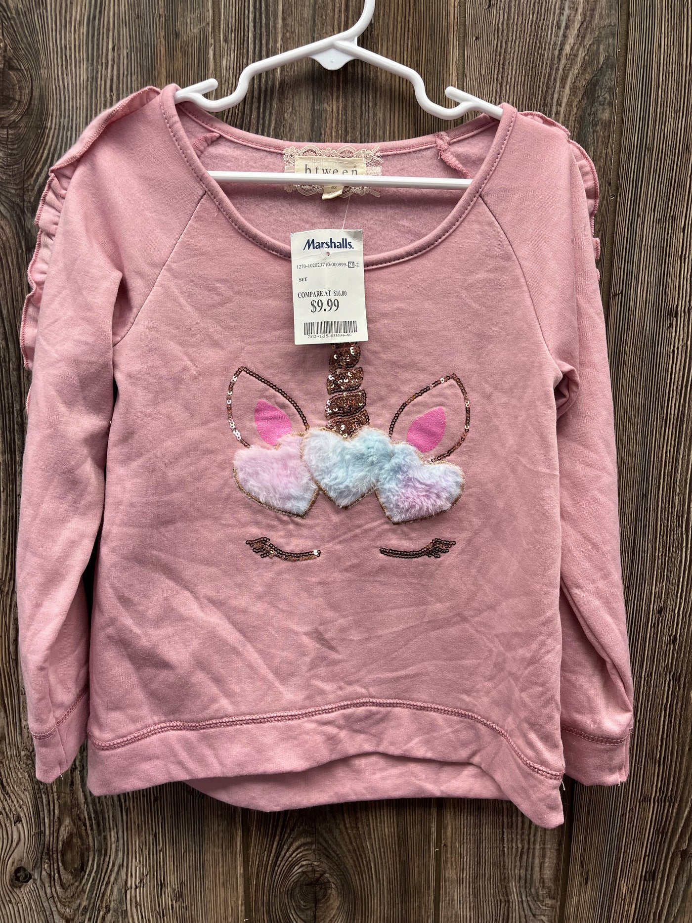 Girls 6/6x Pink Unicorn Sweatshirt NEW