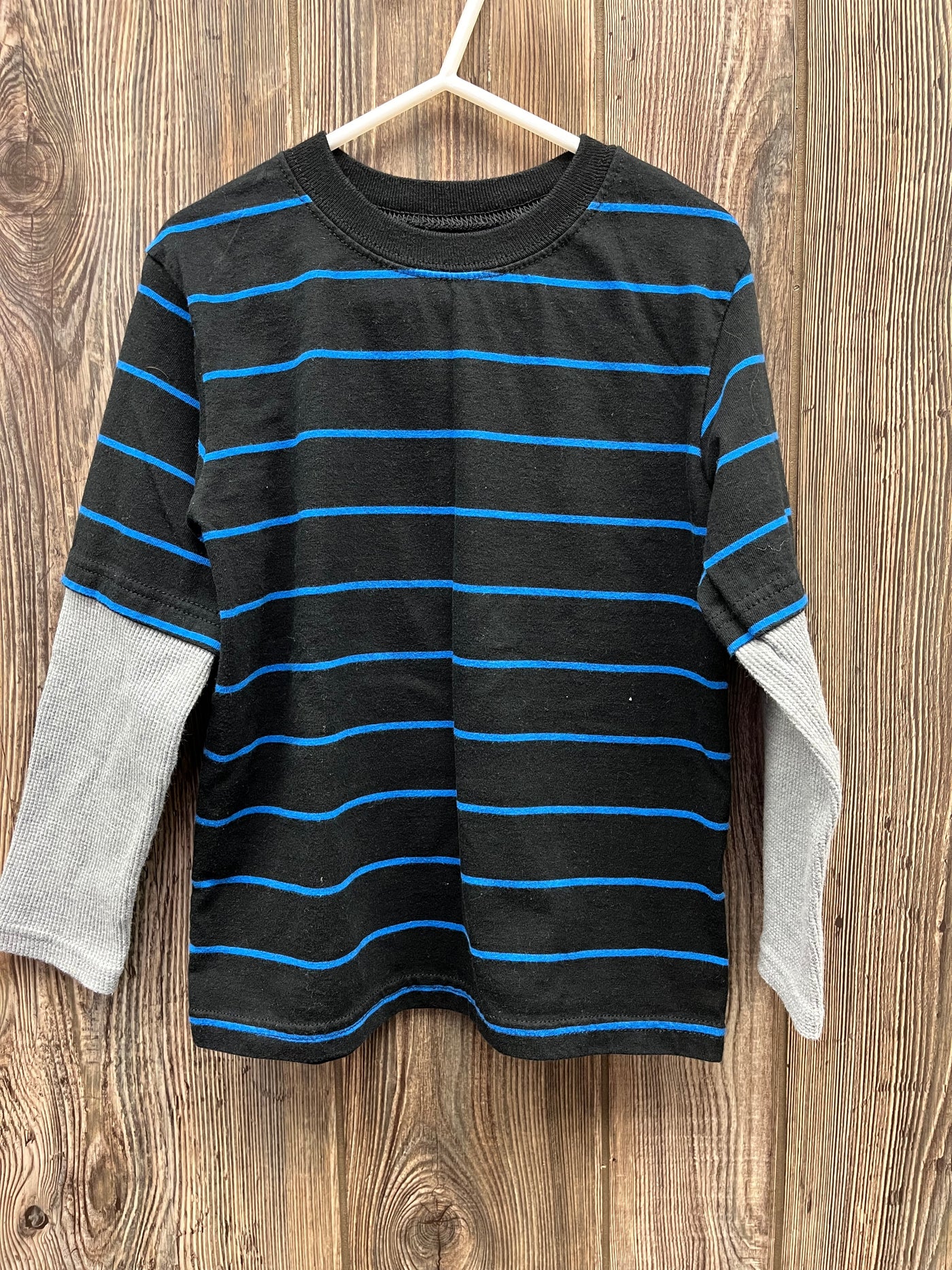 Boys 5 Black Blue Long Sleeve Top