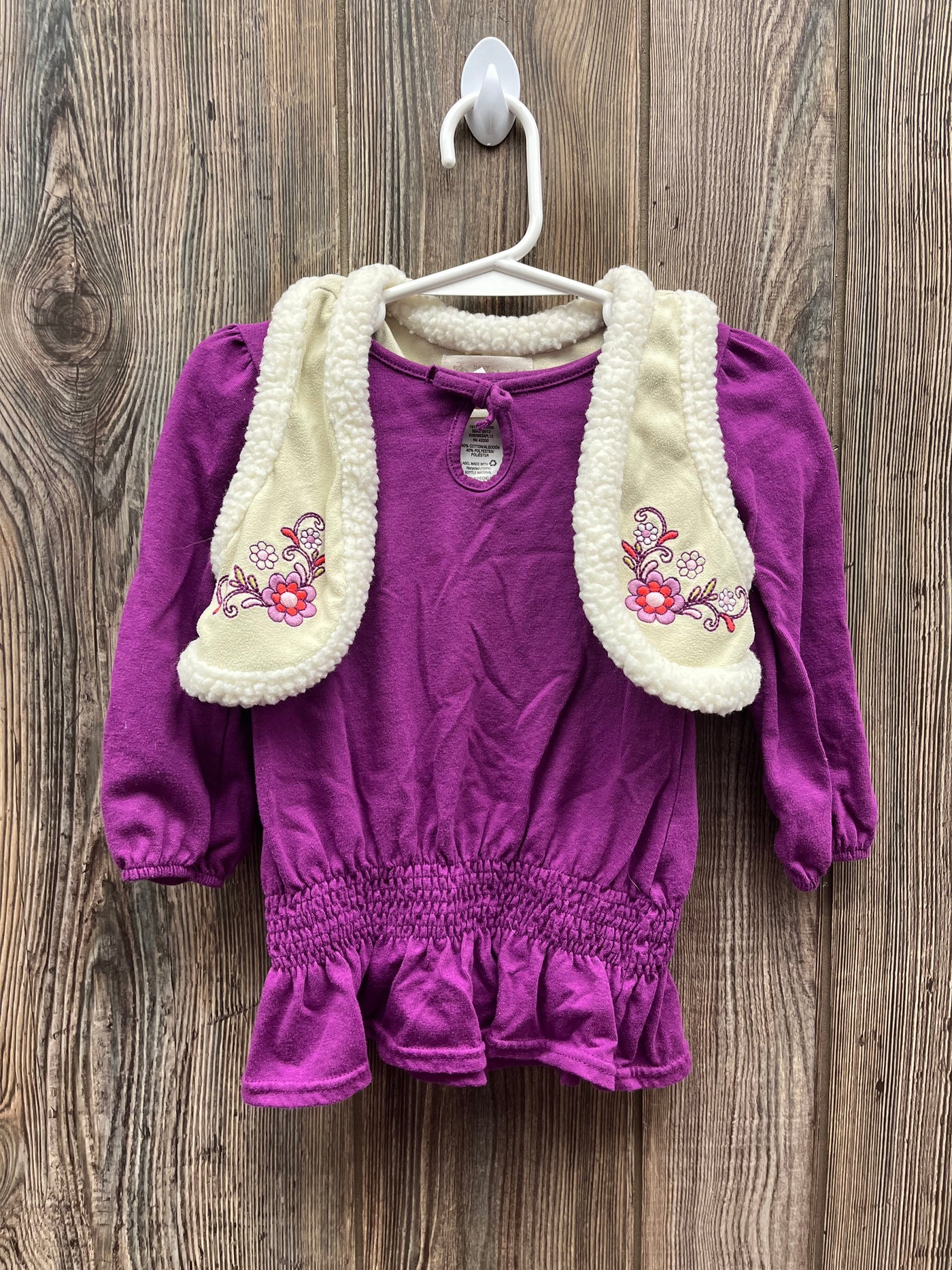 Girls Purple Long Sleeve Top with Vest