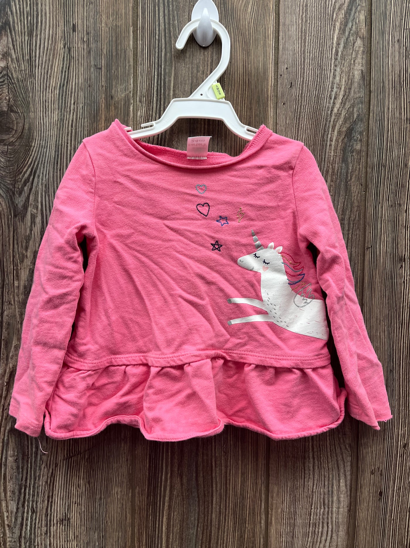 Girls Pink Unicorn Long Sleeve Top