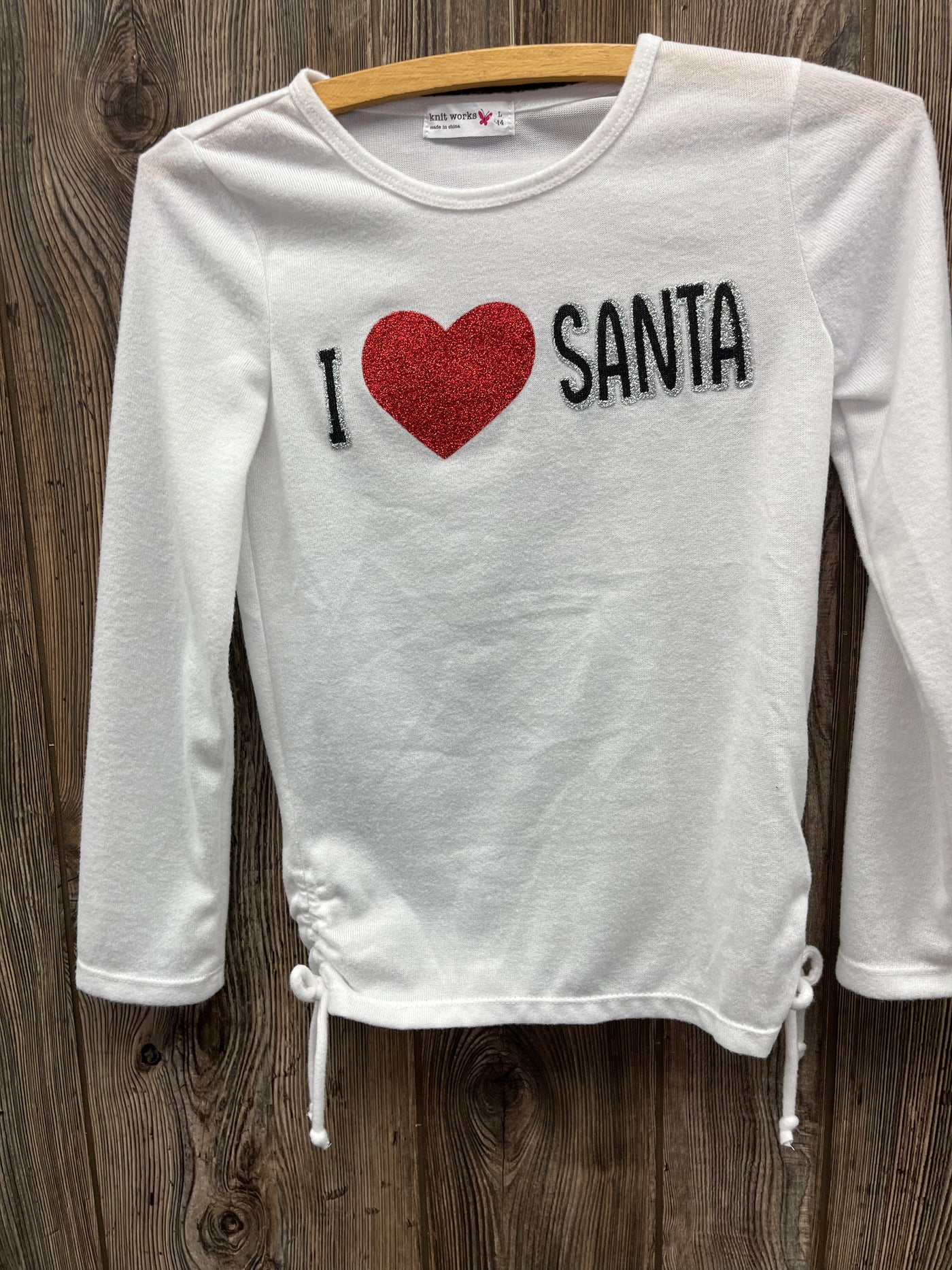 Girls White Santa Christmas Long Sleeve Top