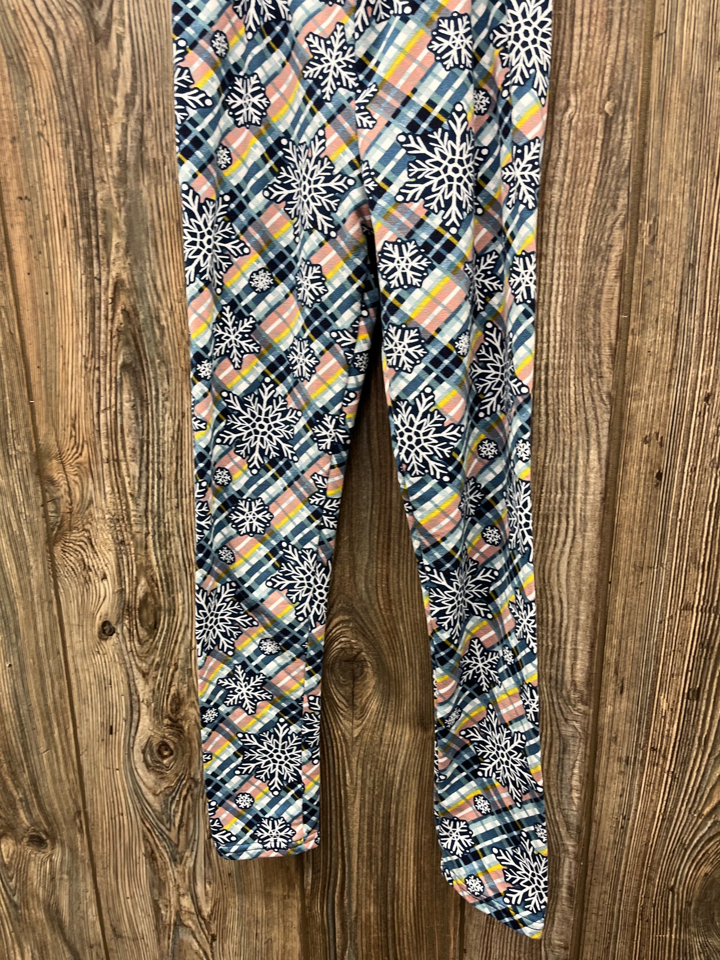 Girls 10/12 Navy Pink Snowflake Pull On Leggings