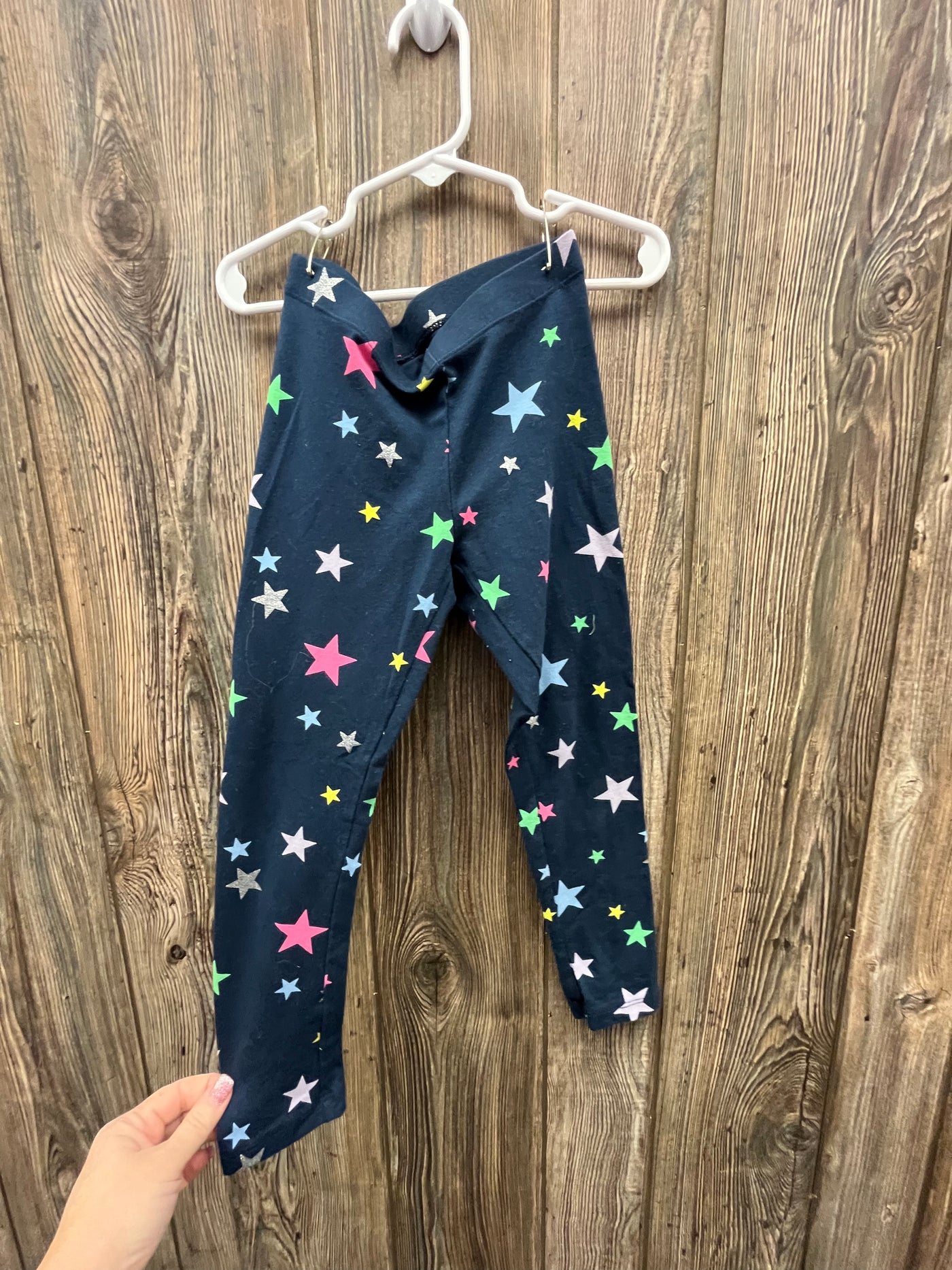 Girls 6/6x Black Pull On Leggings Colorful Stars