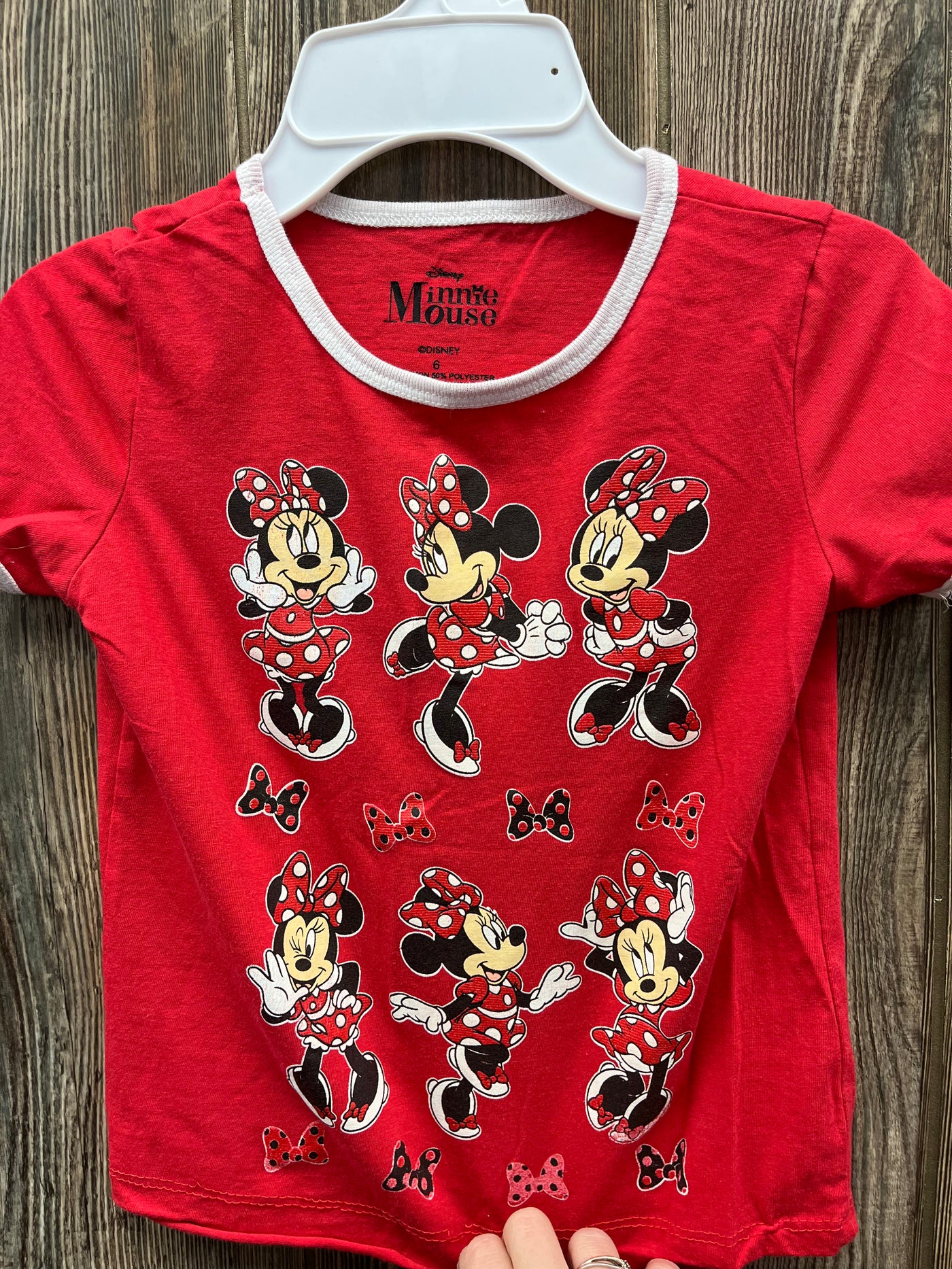 Girls 6 Red Short Sleeve Minnie Mouse Top