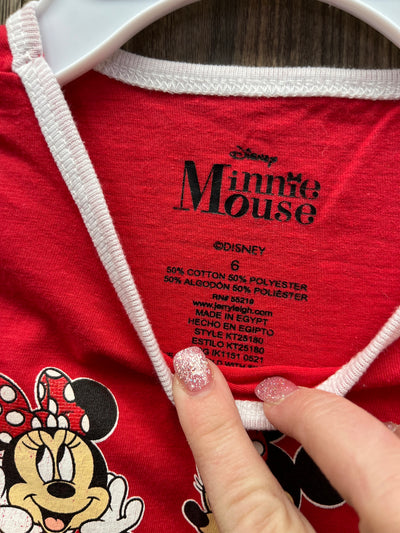 Girls 6 Red Short Sleeve Minnie Mouse Top