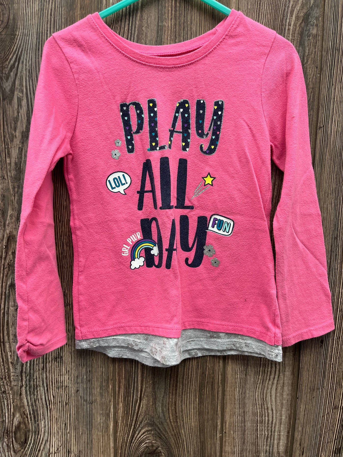 Girls Pink Long Sleeve Top Play All Day