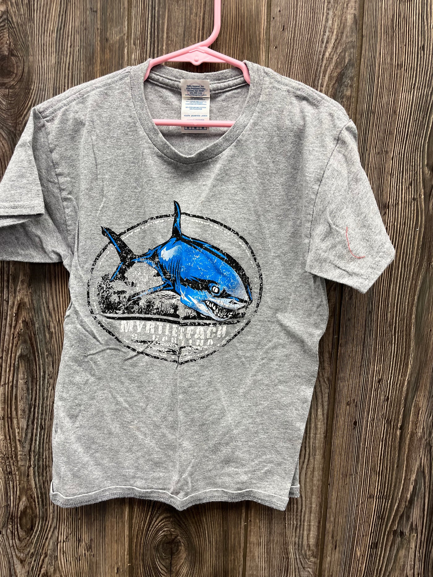 Boys Youth Medium Gray Shark Short Sleeve Top