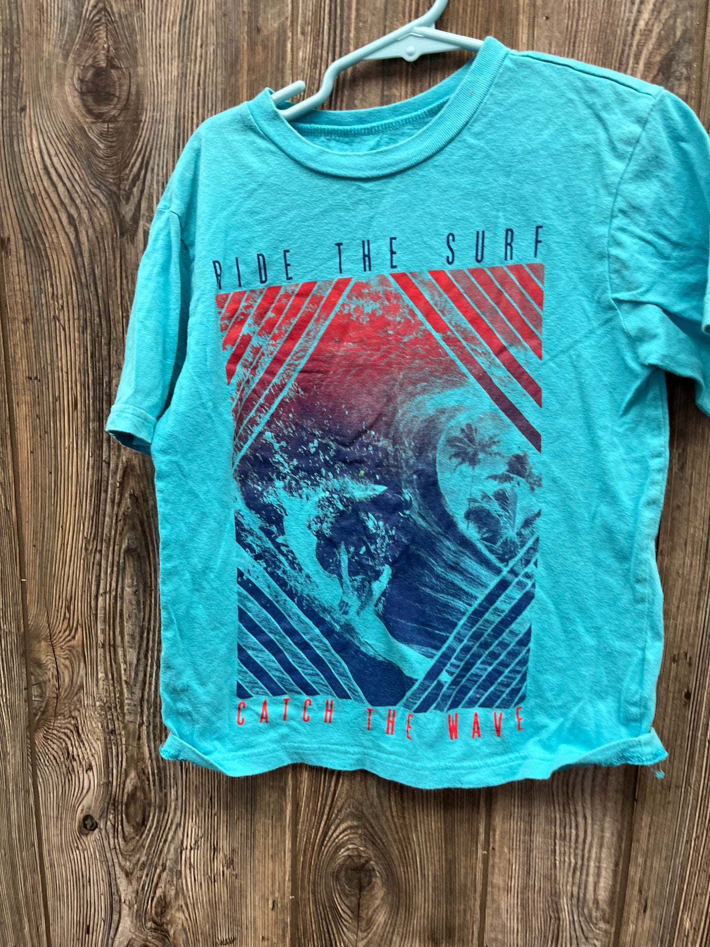 Boys 7/8 Blue Ride The Surf Short Sleeve Top