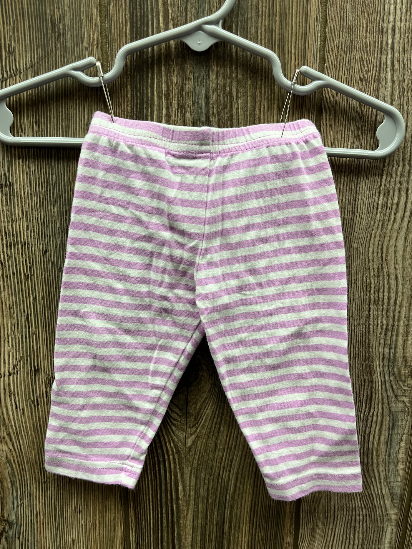 Girl 6 mo White and Purple Striped Pull On Pants