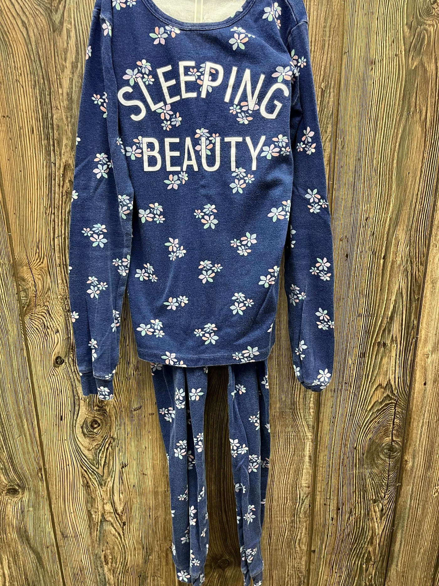 Girls 14 Navy Flower Sleeping Beauty PJ Set