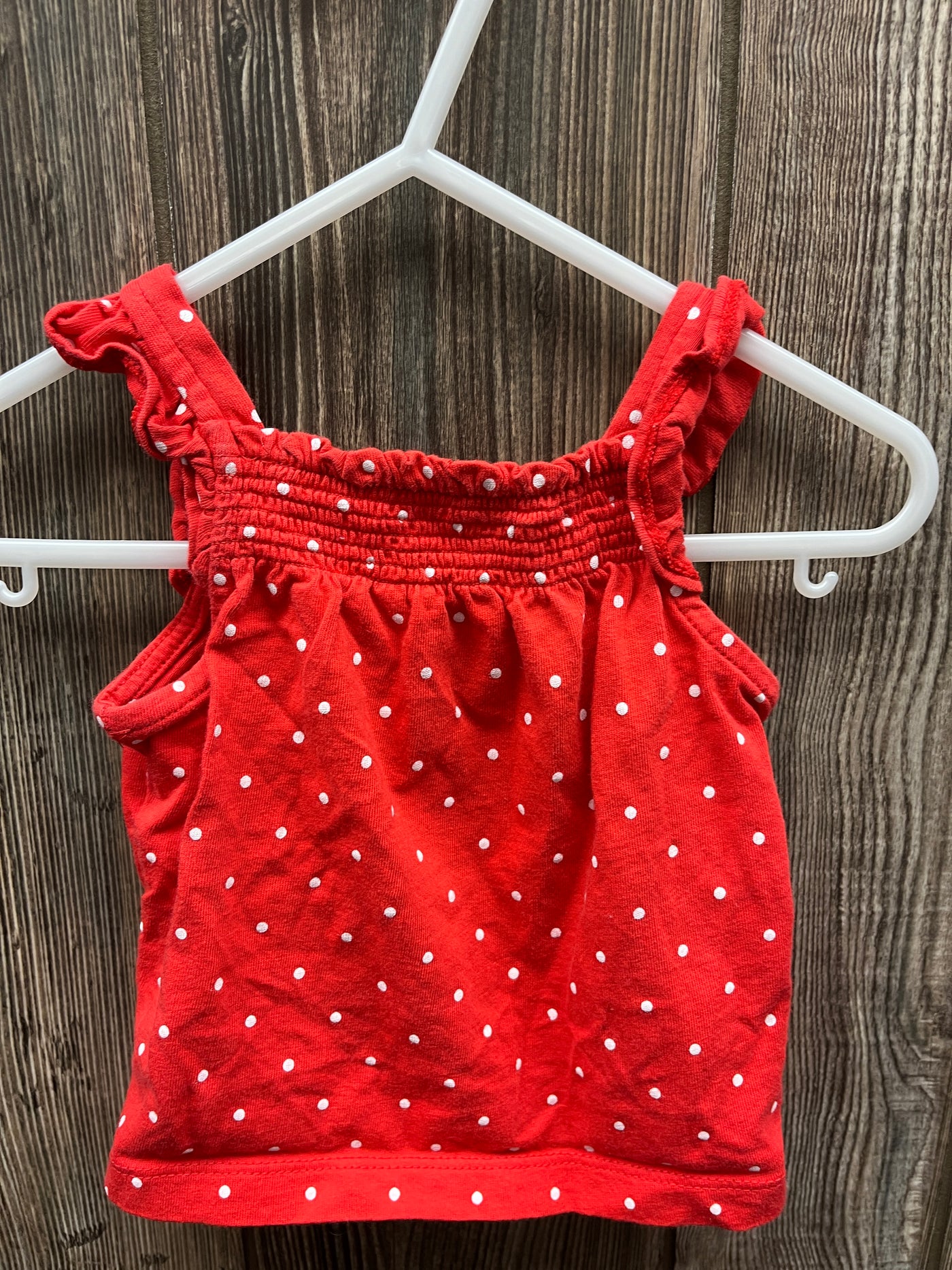 Girl 6 mo Red Tank Top with White Poka Dots