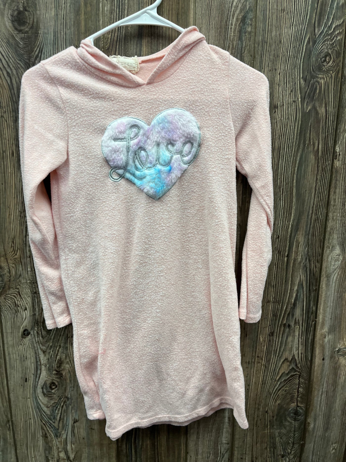 Girls 10 Pink Heart Hoodie Long Sleeve Dress