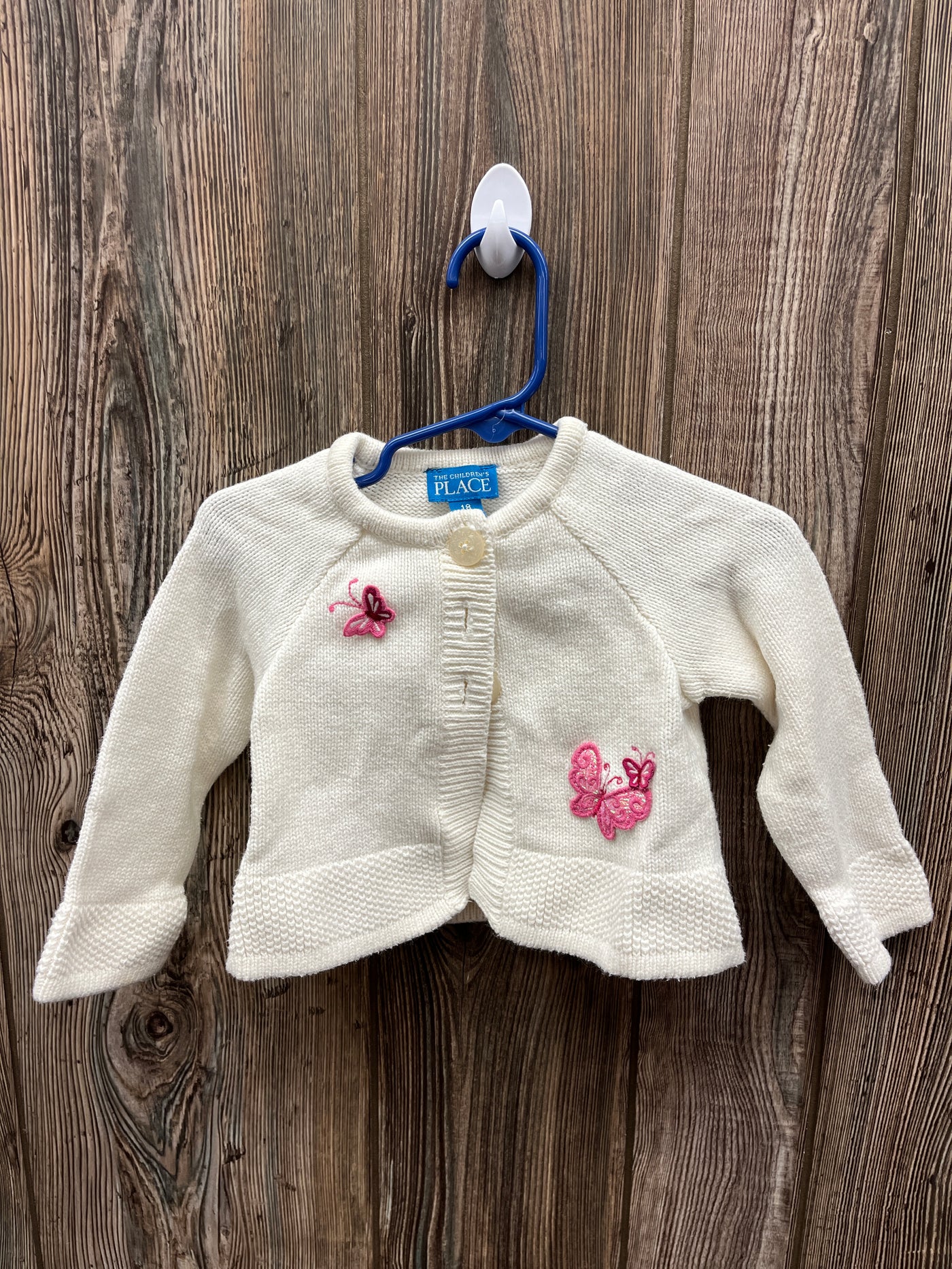 Girl 18 mo Cream Button Up Sweater with Butterflys