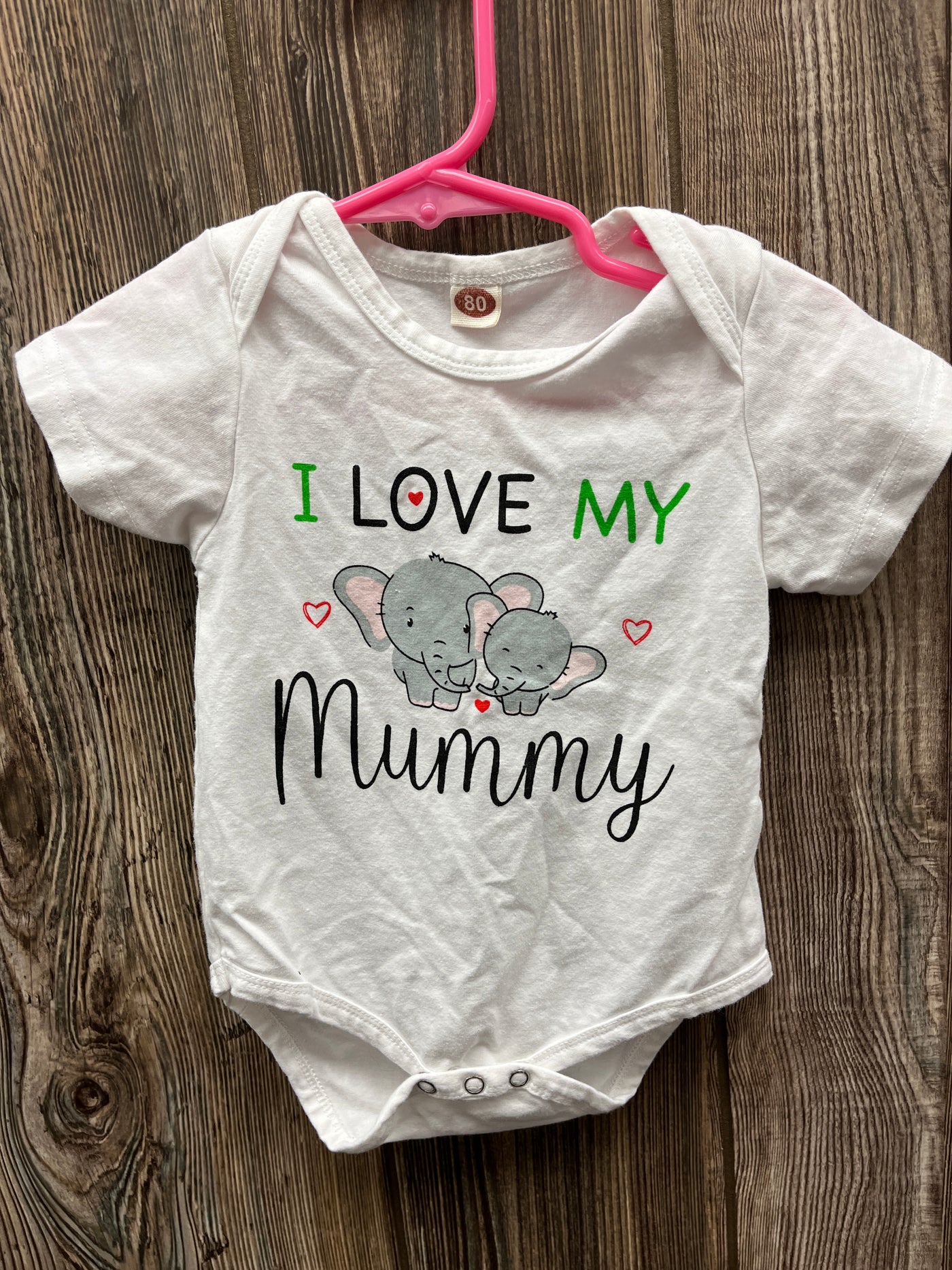 Girl 6 mo I Love My Mummy Short Sleeve Onesie with Elephants