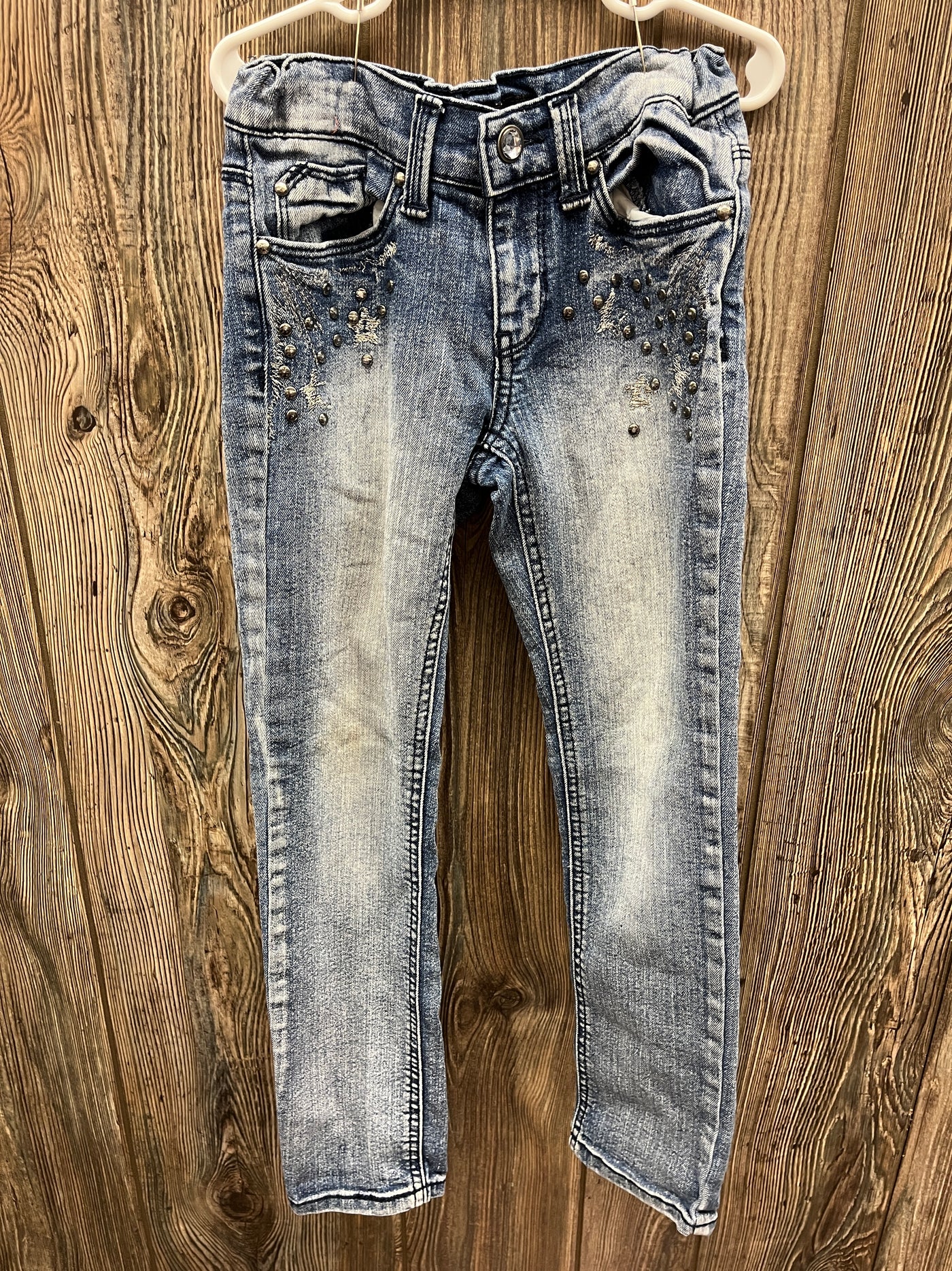 Girls 7 Blue Skin Jean with Black Jems