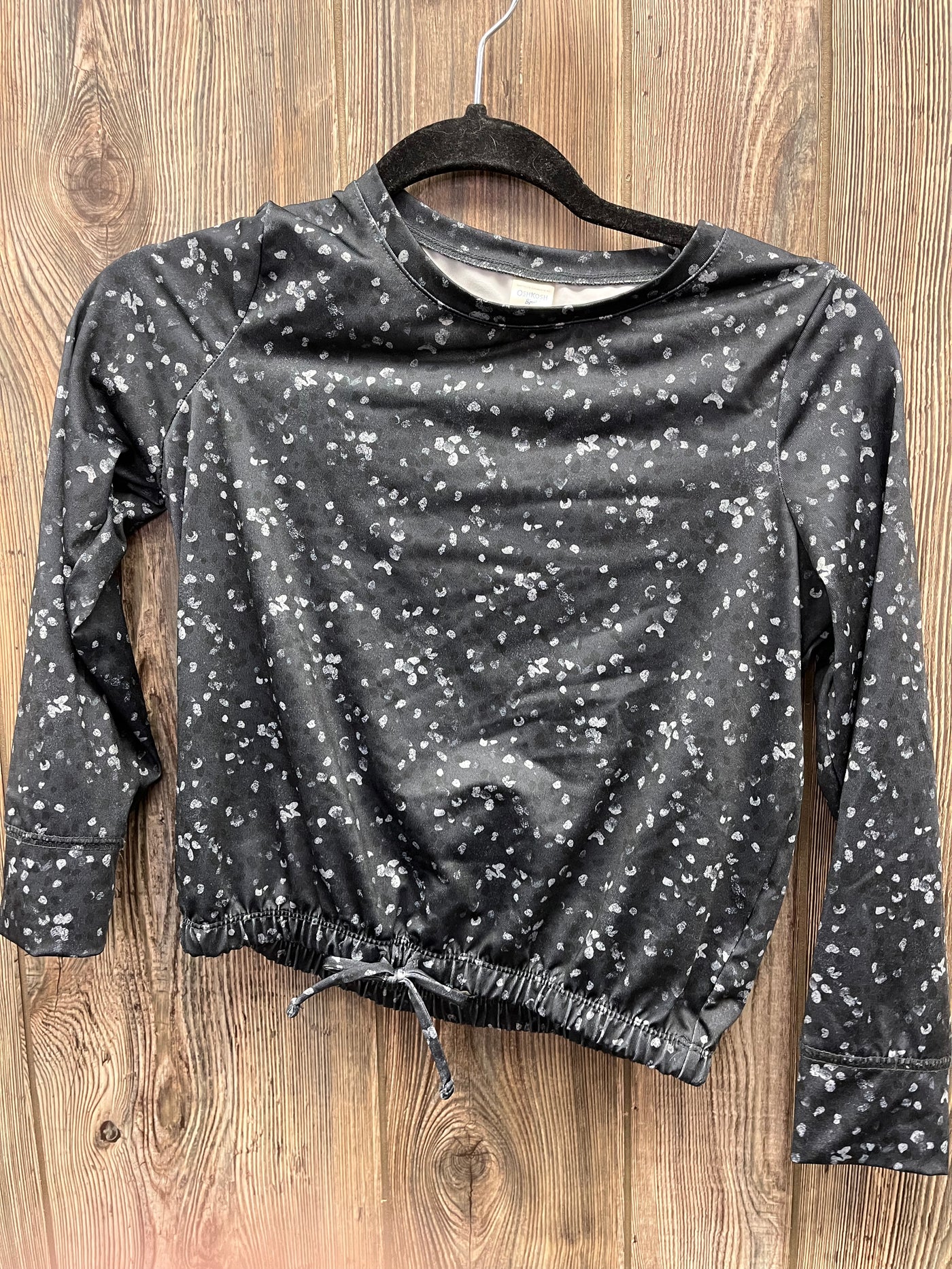 Girls Black Speckled Long Sleeve Top