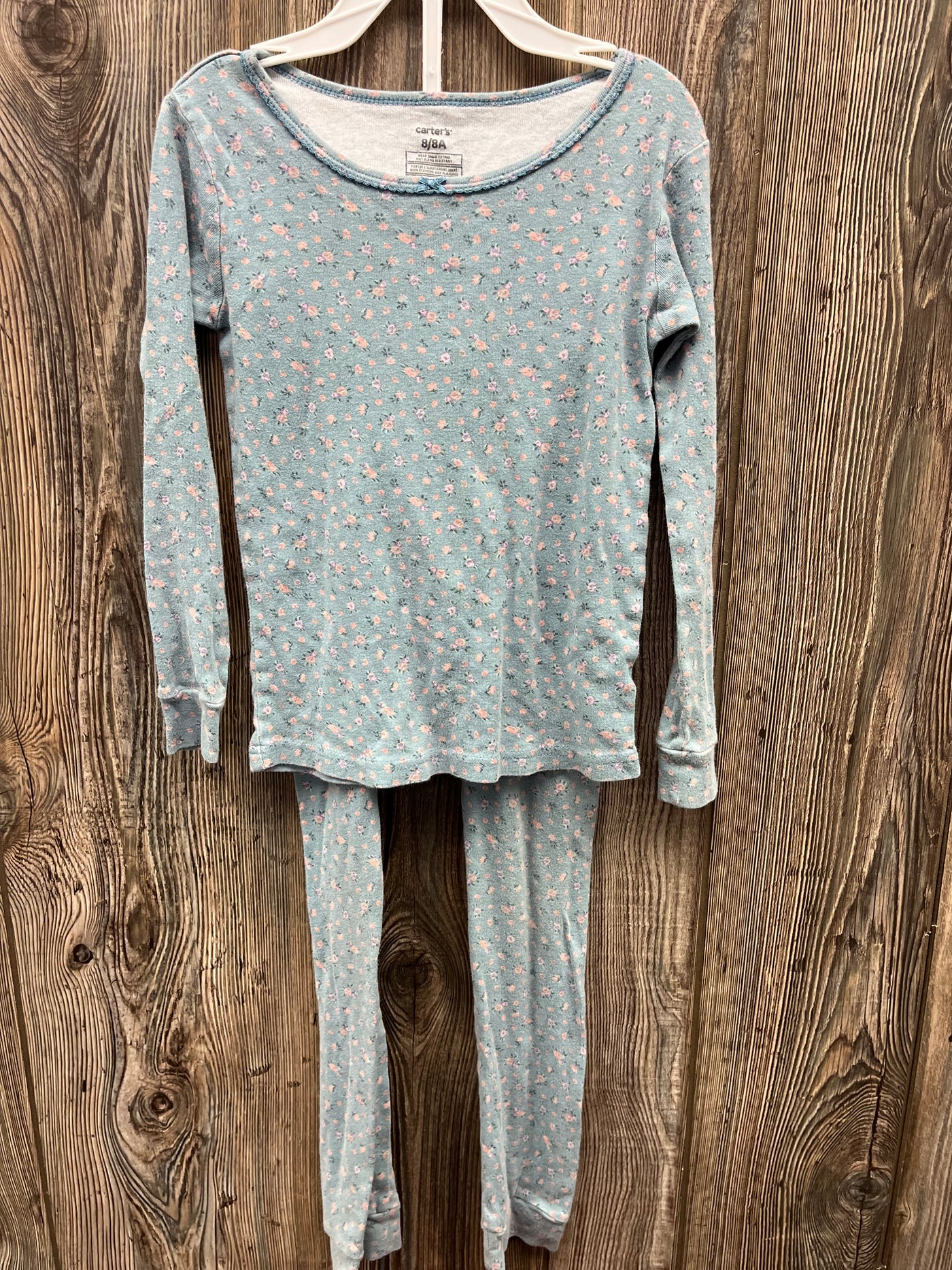 Girls 8 Blue With Flowers PJ Set