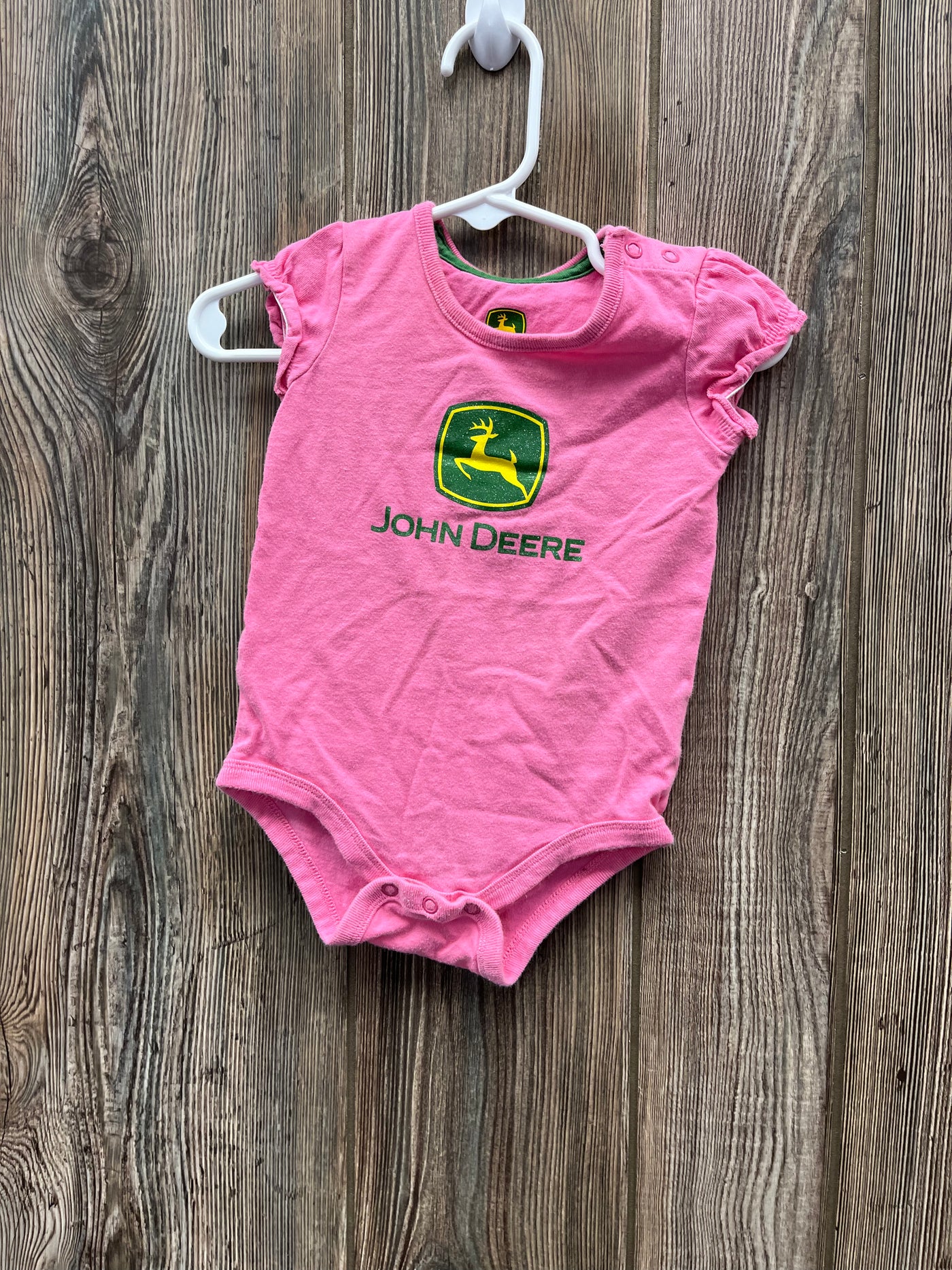 Girls 6-9 mo Pink John Deere Short Sleeve Onesie