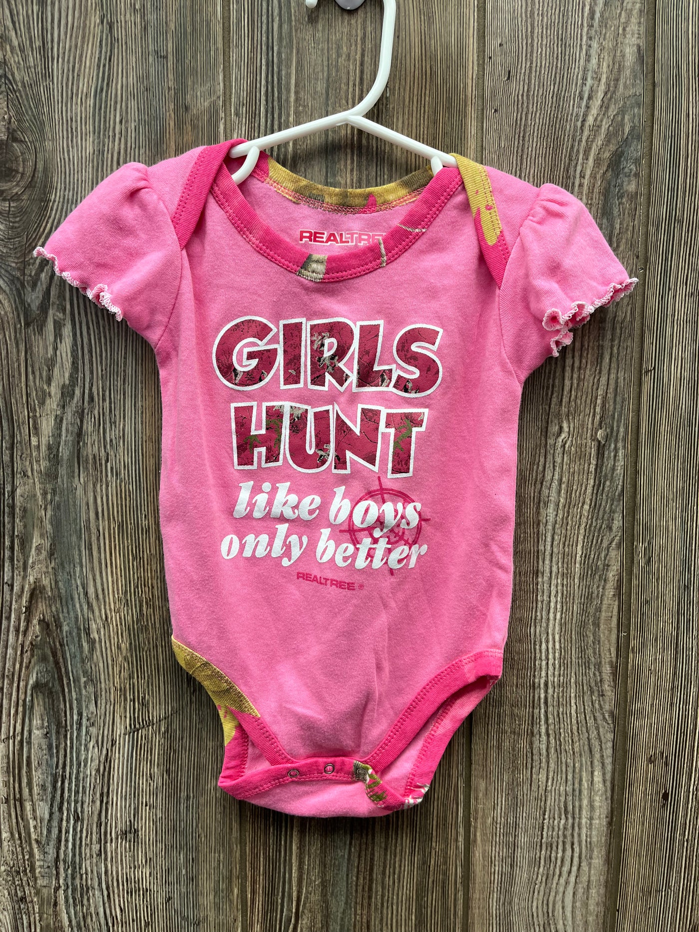 Girls 6-9 mo Pink Girls Hunt Onesie