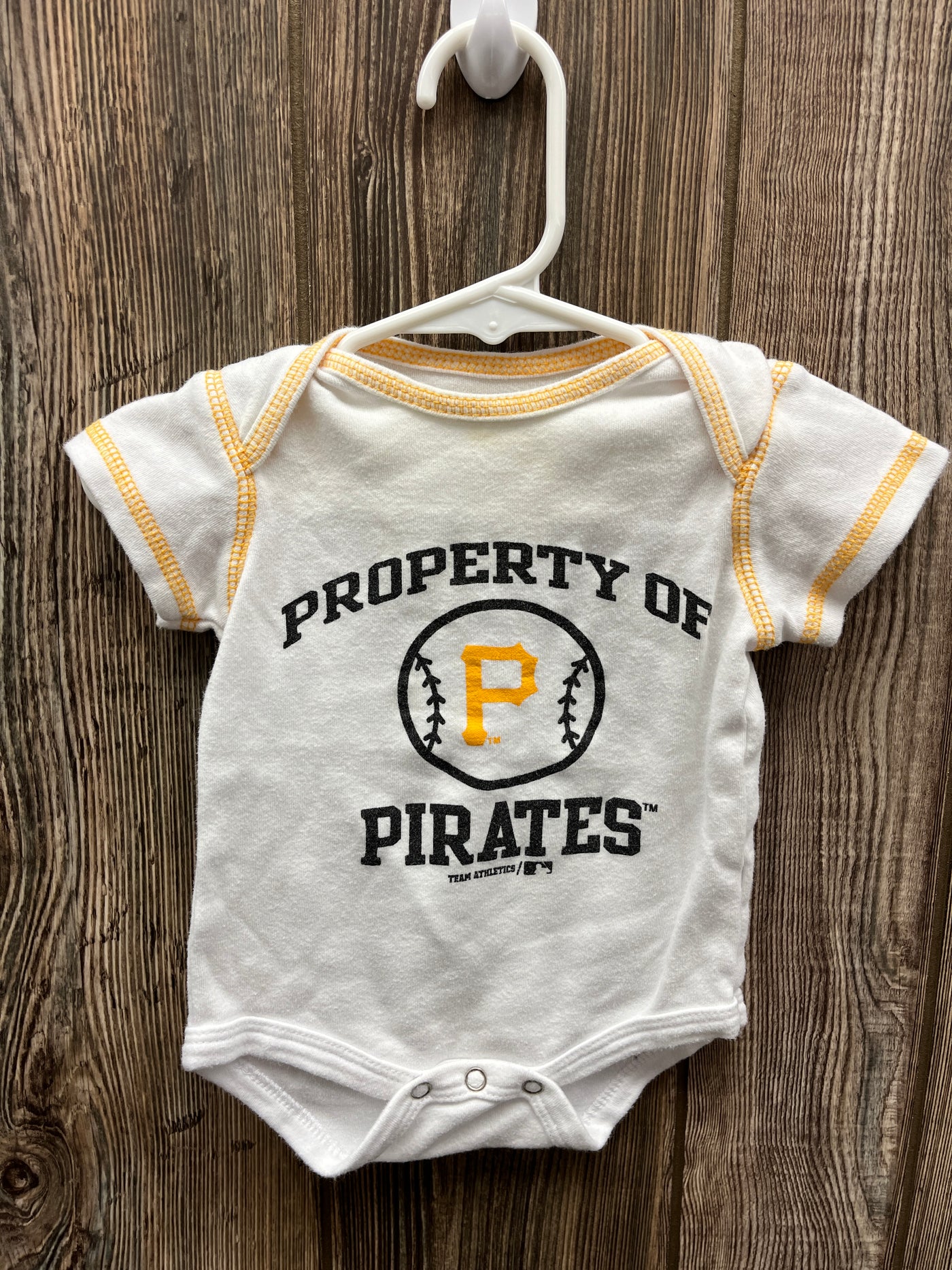 Boys 0-3 mo Property of Pirates Baseball Onesie