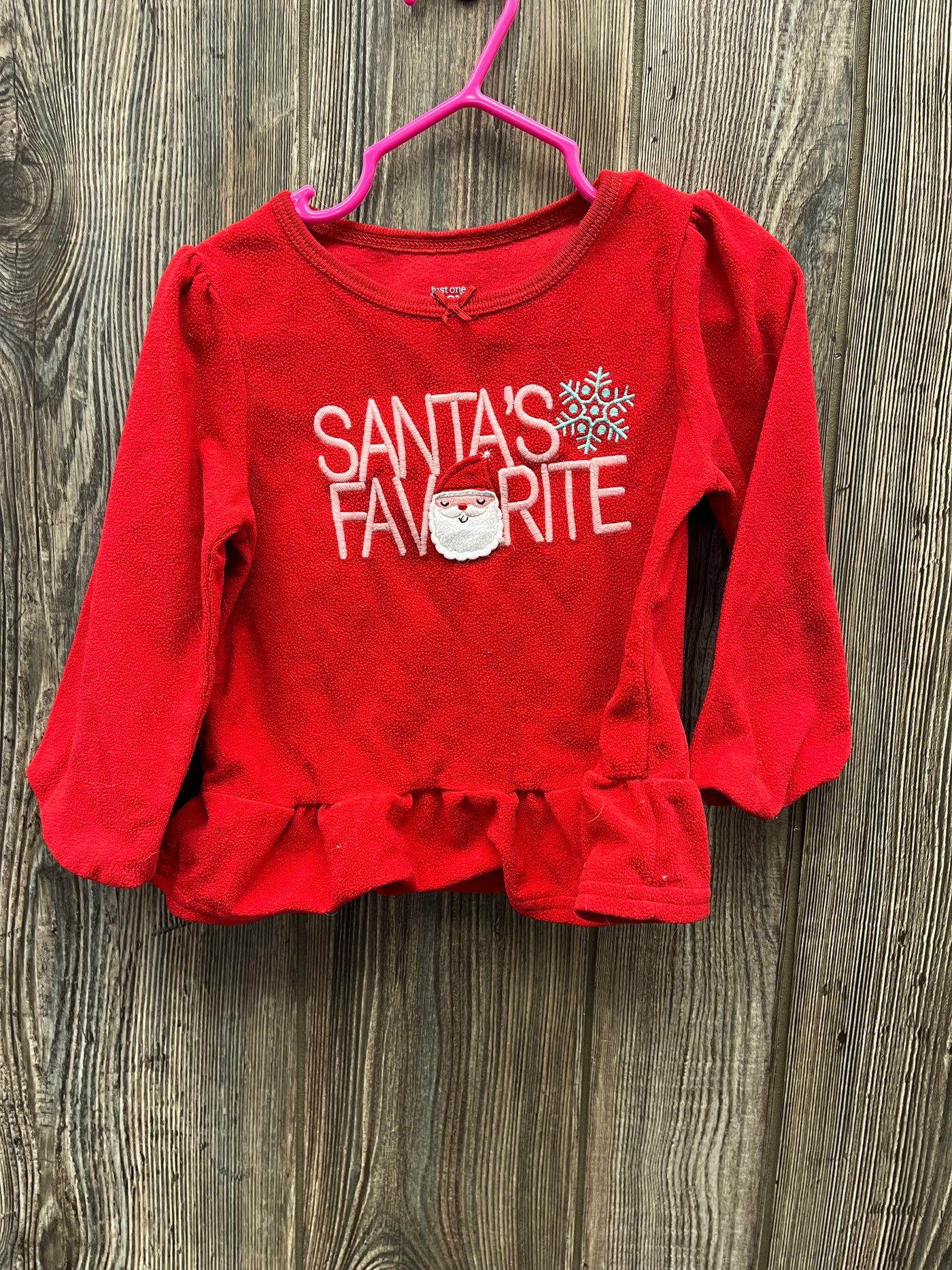 Girls 2T Red Santas Favorite Long Sleeve Top