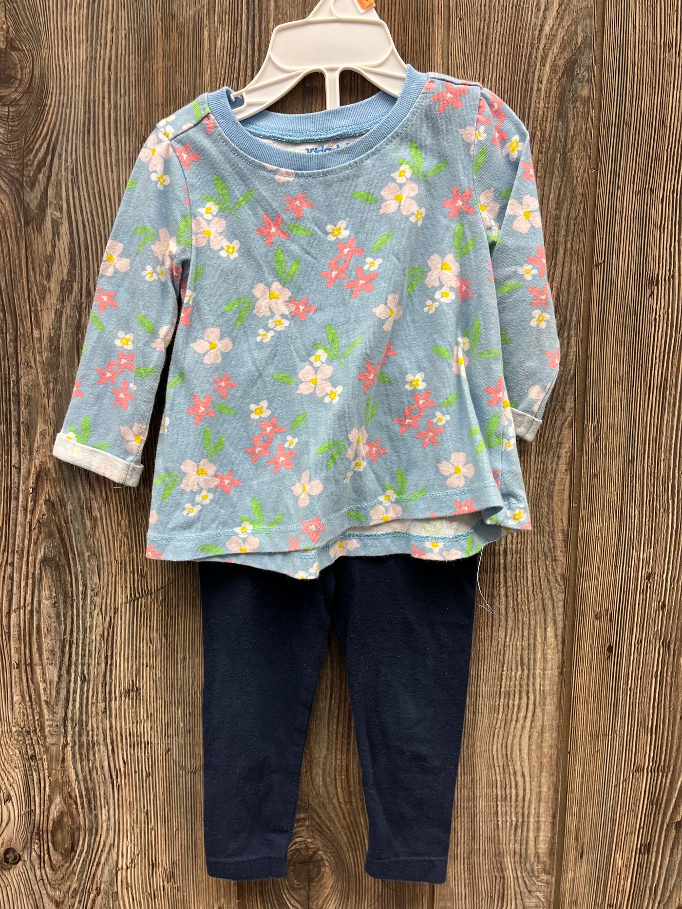 Girls 12 mo Blue Flower Long Sleeve Outfit