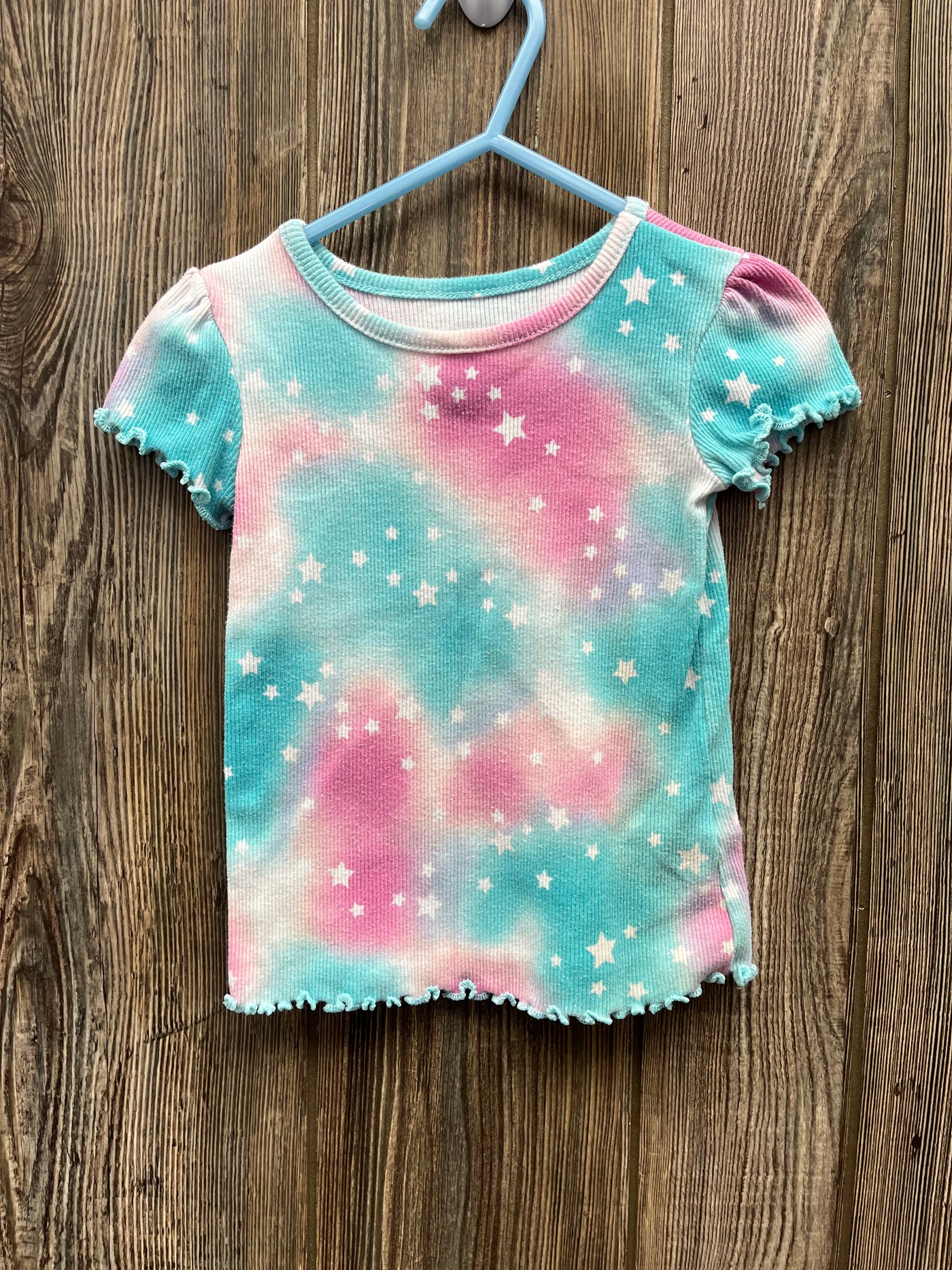 Girls 18 mo Blue Pink Stars Short Sleeve Top