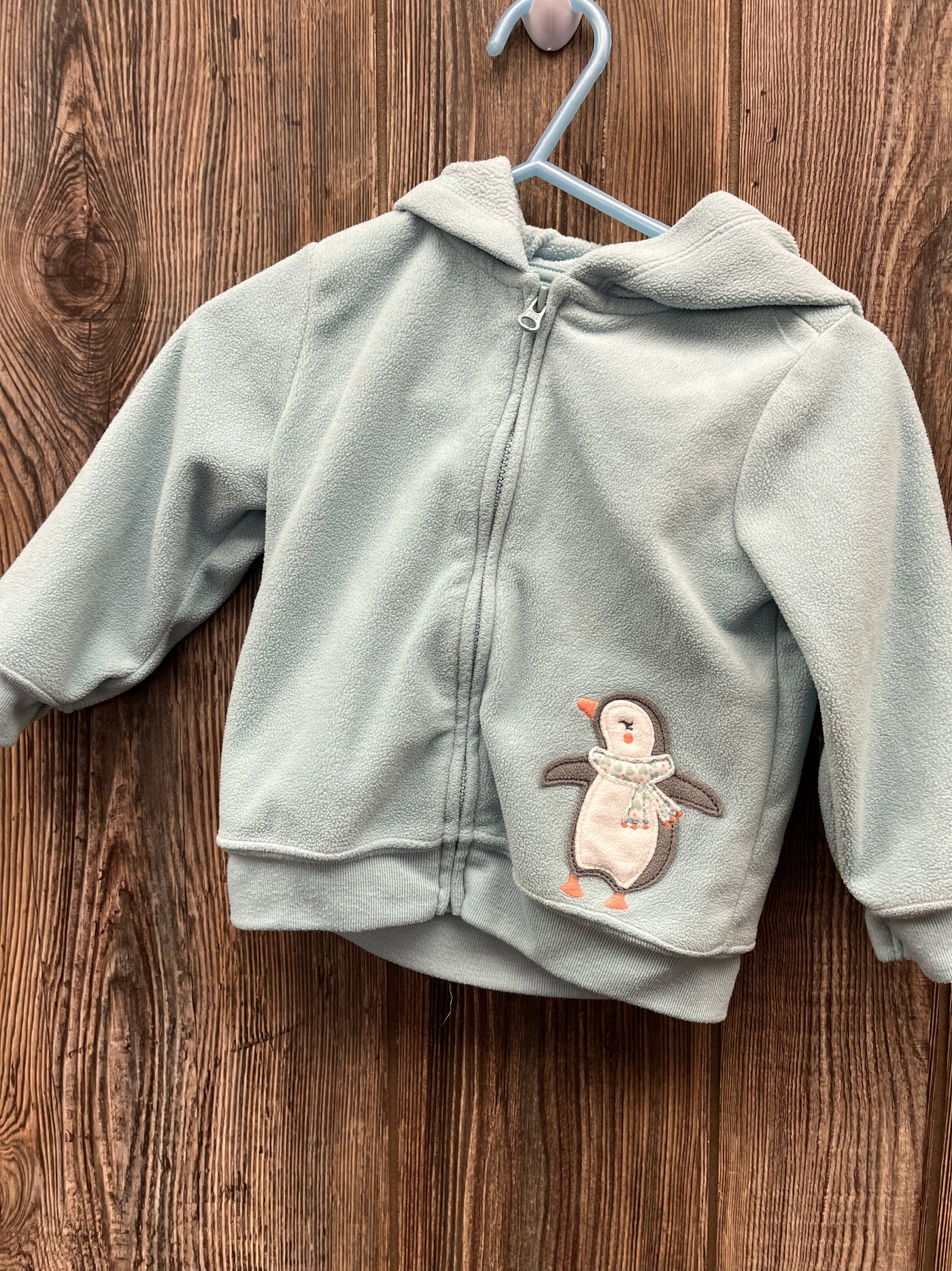 Girls 12 mo Green Penguin Zip Up Fleece Hoodie